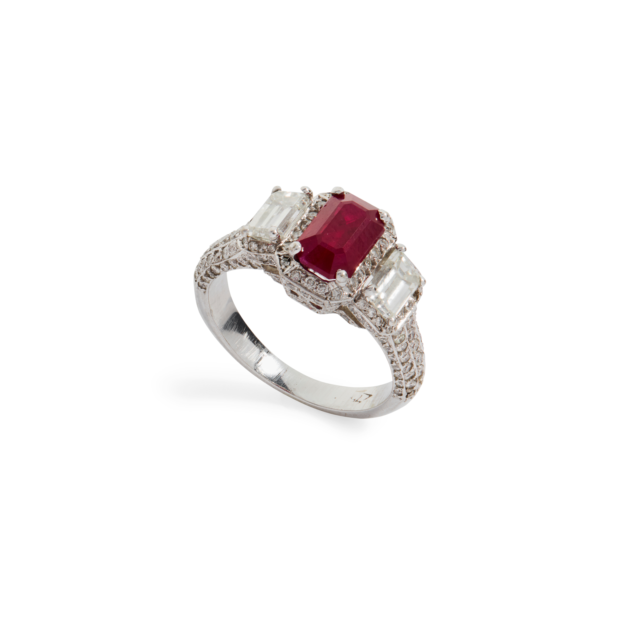 A ruby and diamond dress ring