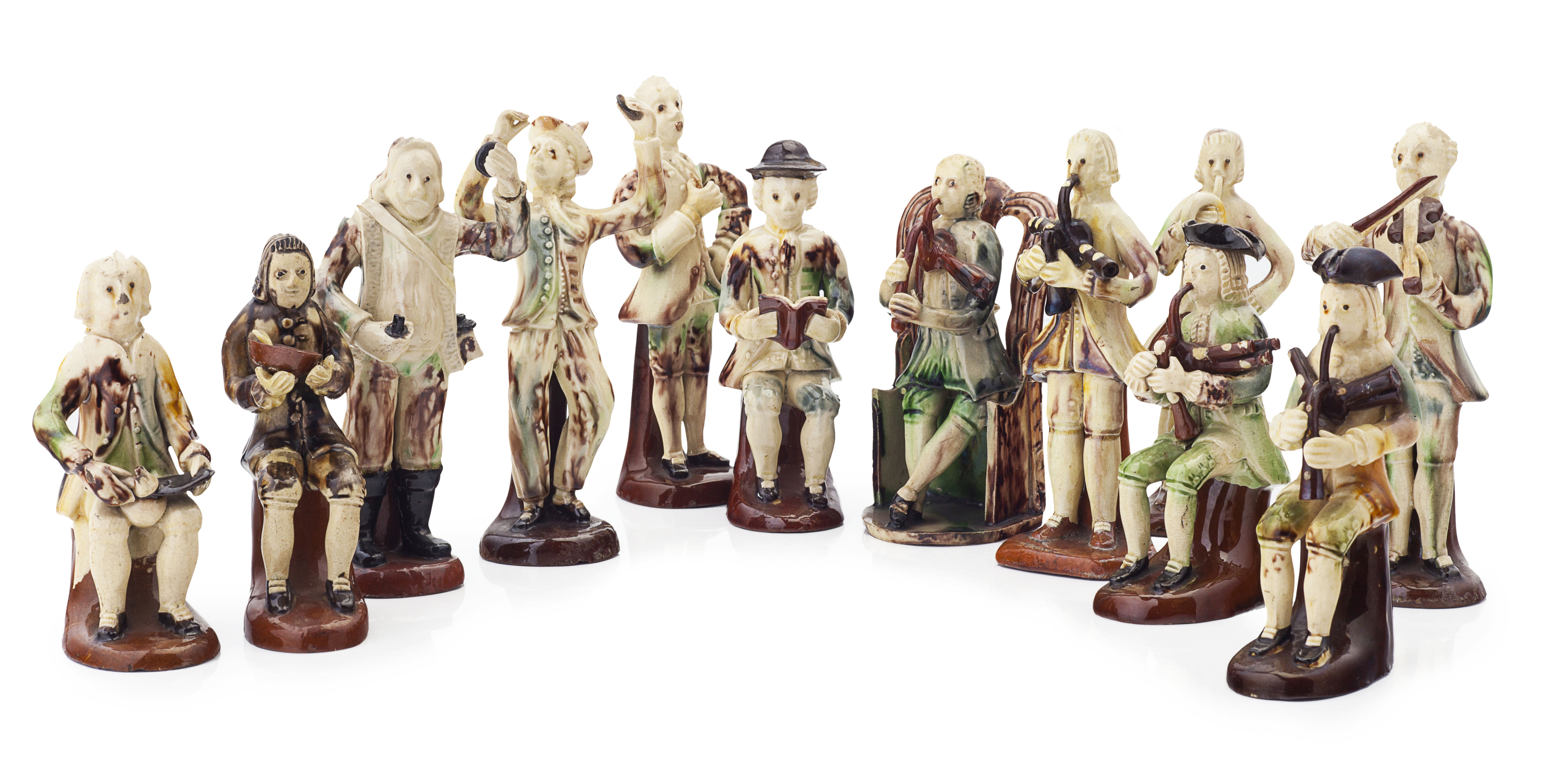 GROUP OF TWELVE ASTBURY-WHIELDON TYPE ORCHESTRA FIGURES