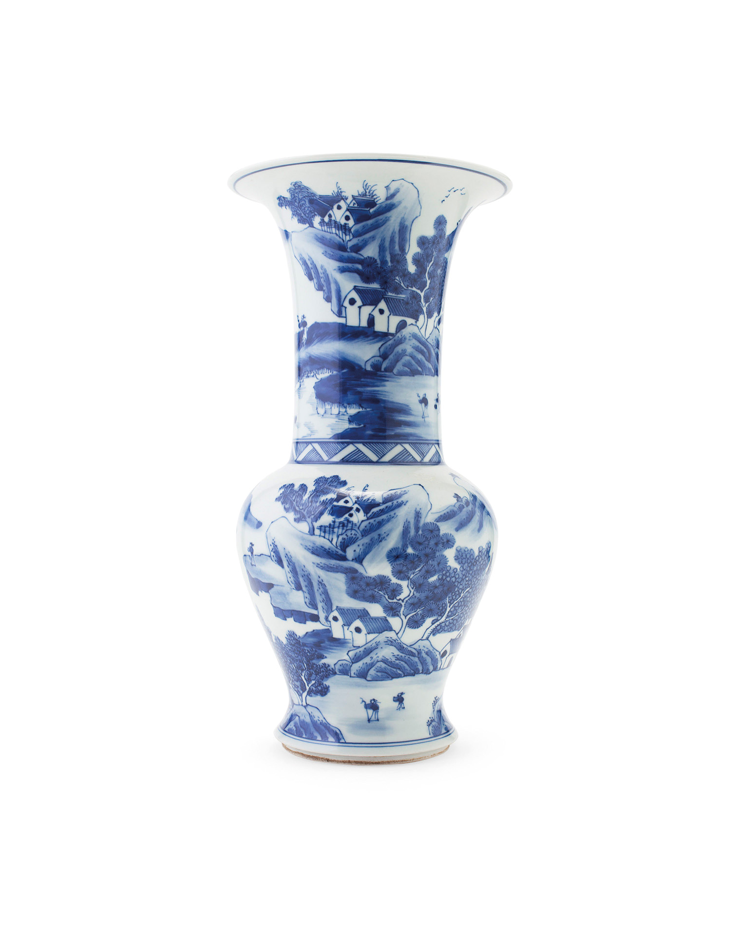 A BLUE AND WHITE TRANSITIONAL STYLE YEN-YEN VASE