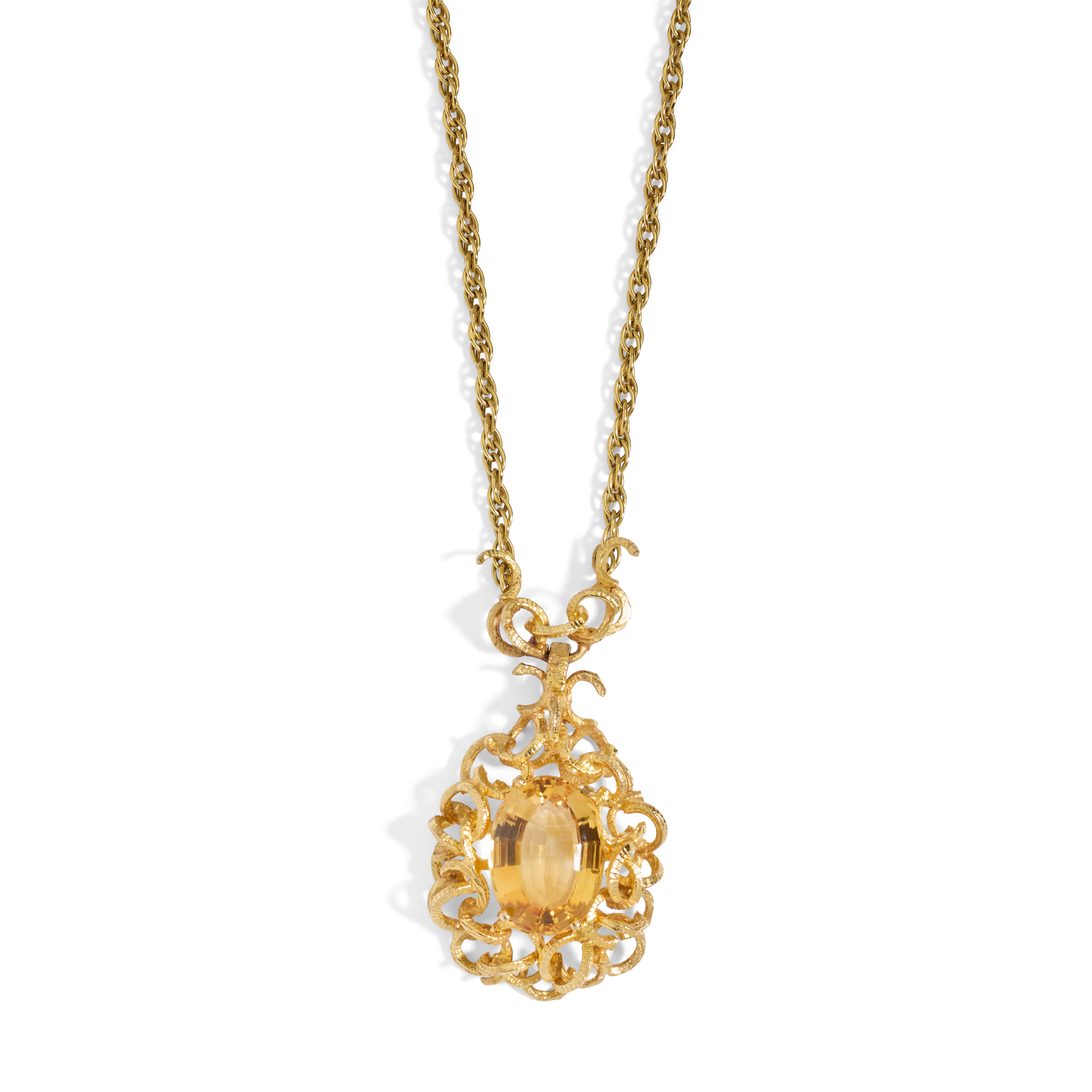 A 9ct gold citrine pendant
