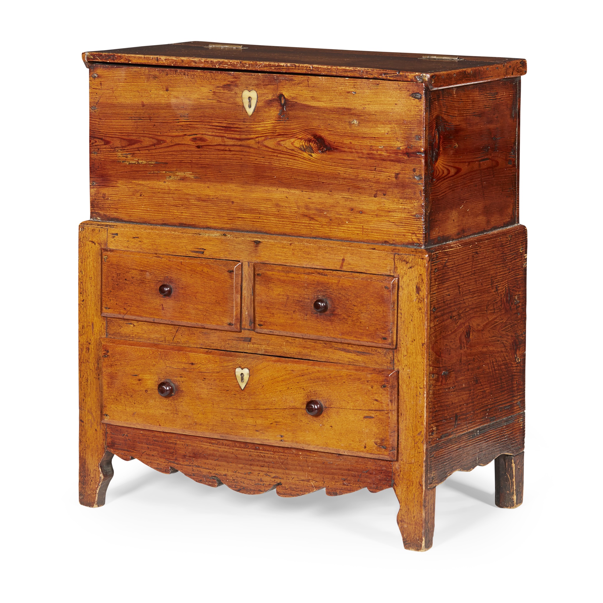 RARE MINIATURE WELSH PINE AND FRUITWOOD COFFER BACH