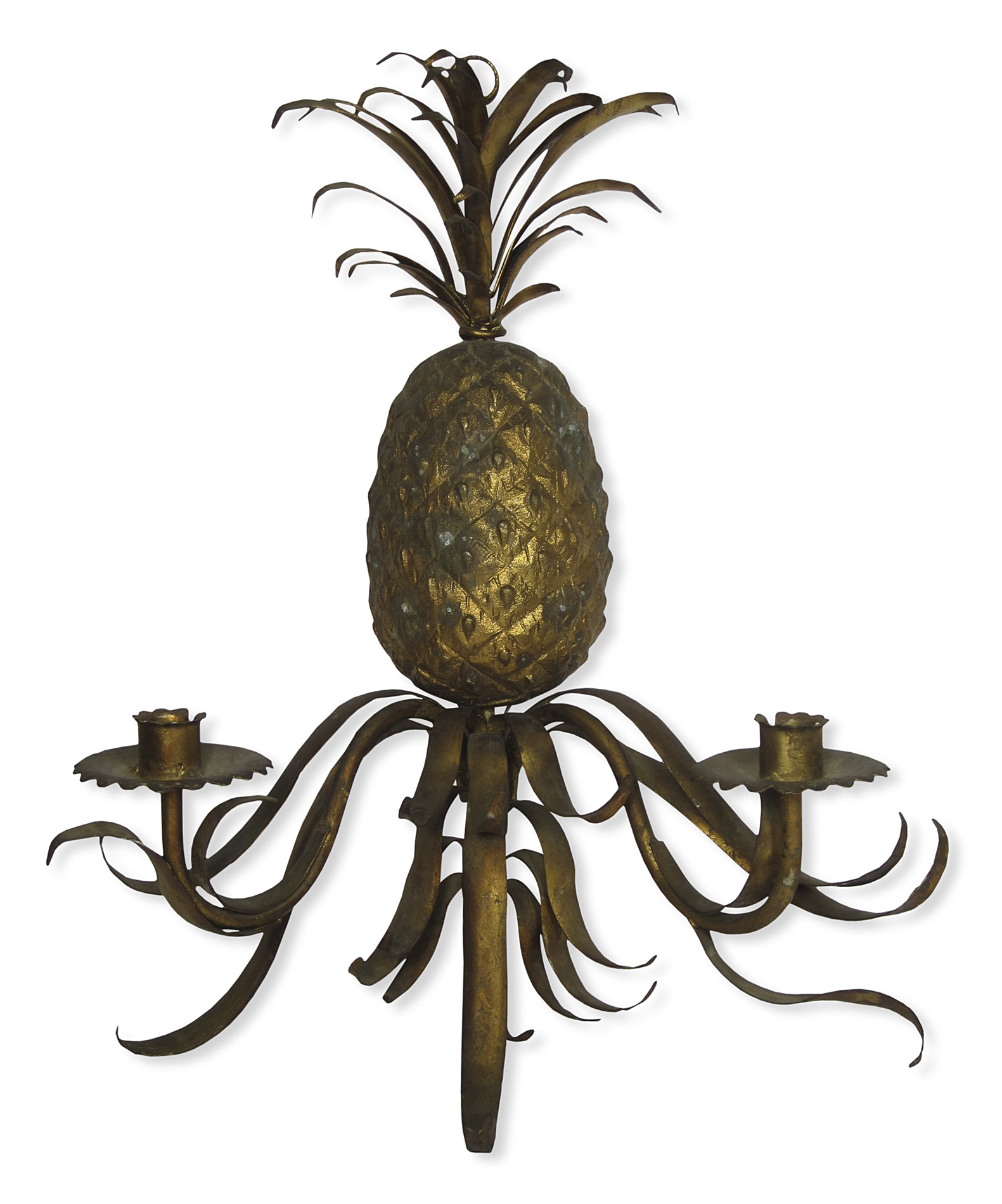 PAIR OF GILT METAL PINEAPPLE WALL SCONCES