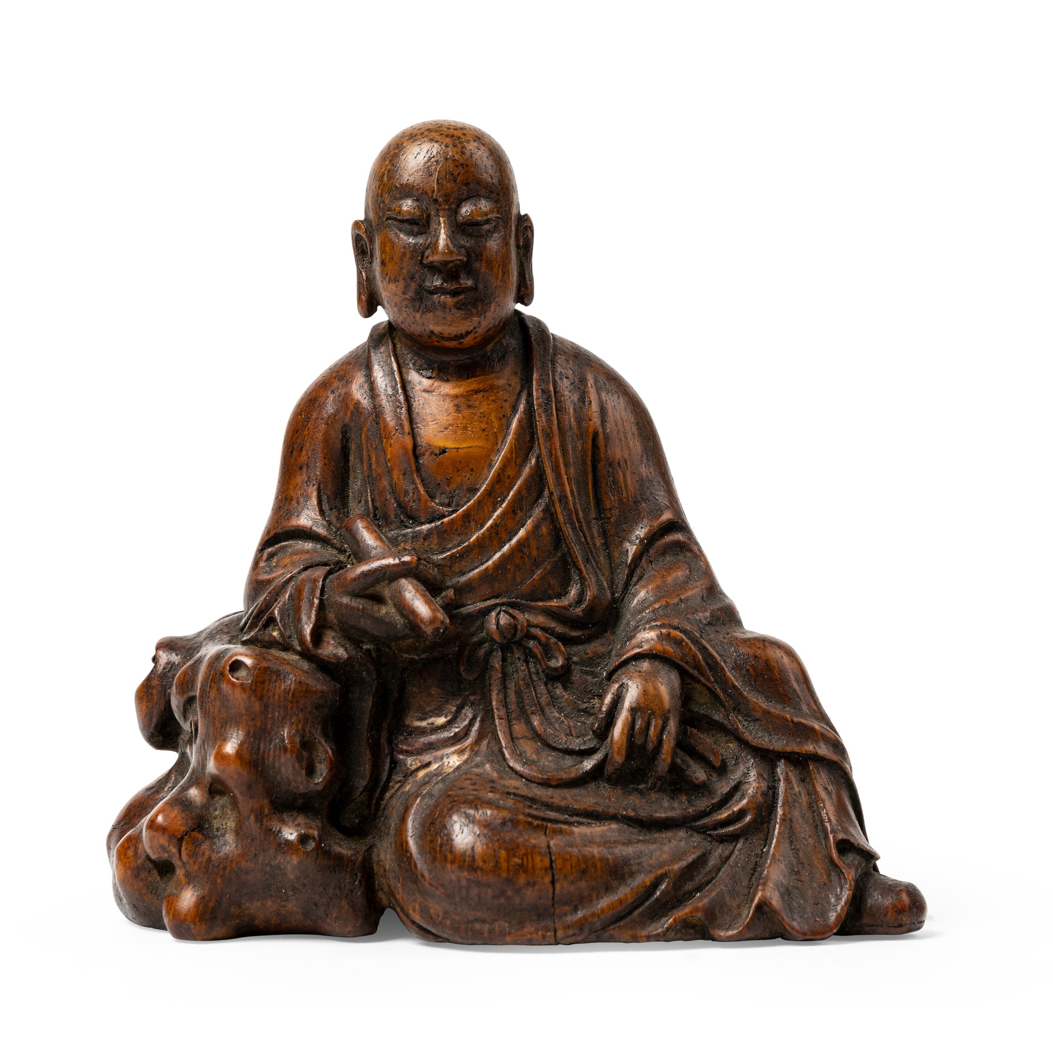 BAMBOO CARVING OF A LUOHAN