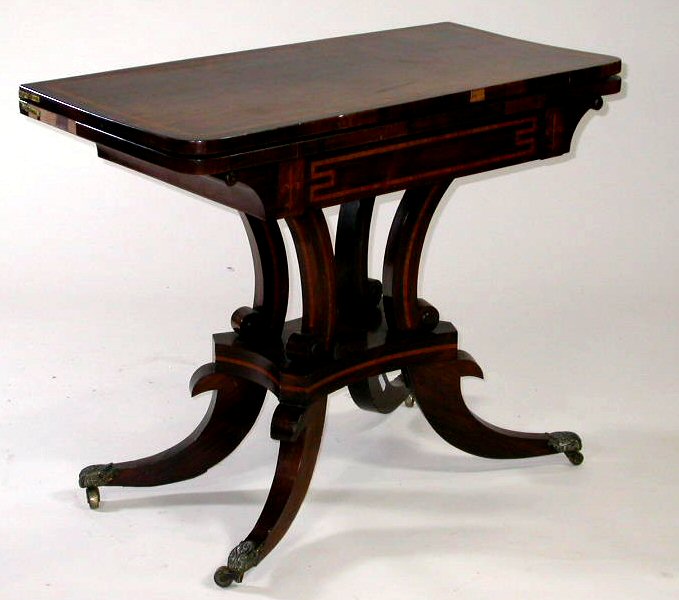 A Regency rosewood card table,
