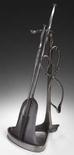 Sir Robert Lorimer (1864-1929) A steel fireplace set,