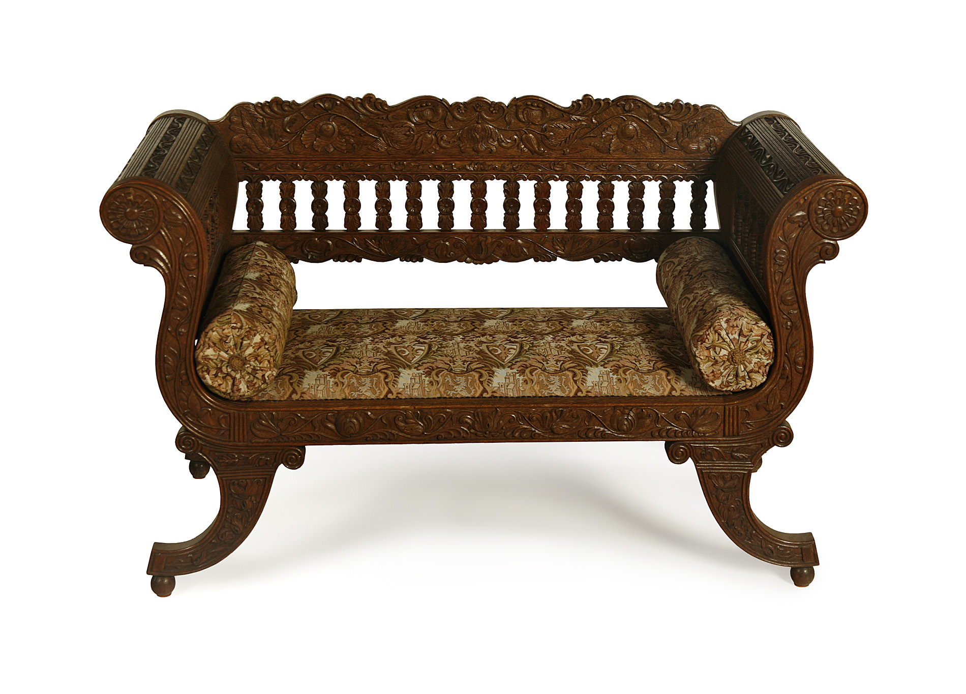 ANGLO INDIAN CARVED HARDWOOD SETTEE