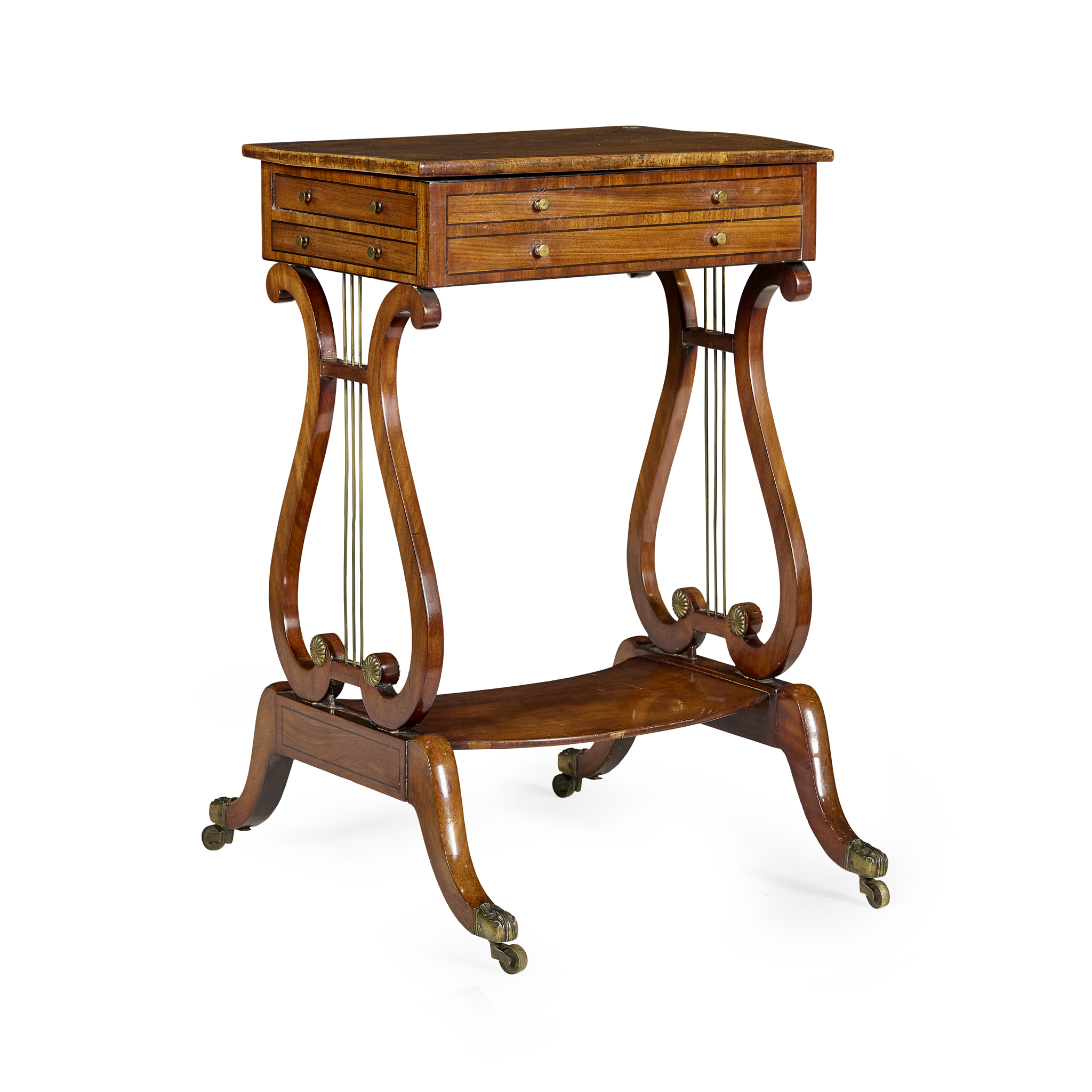 REGENCY MAHOGANY BRASS INLAID READING TABLE