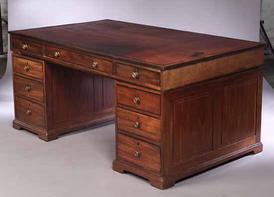 A 19th century mahogany partners desk