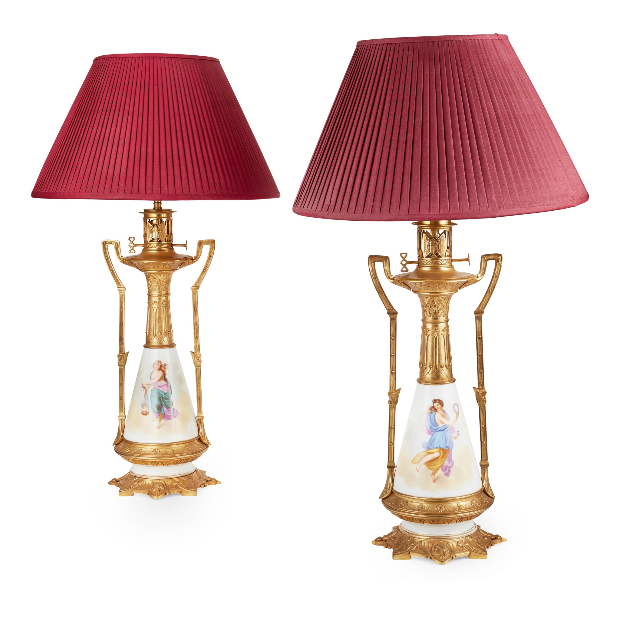 PAIR OF FRENCH PORCELAIN AND GILT METAL MOUNTED LAMPS