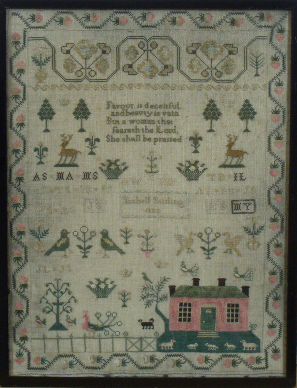 An early 19th century sampler By Isabella Stirling, 1822