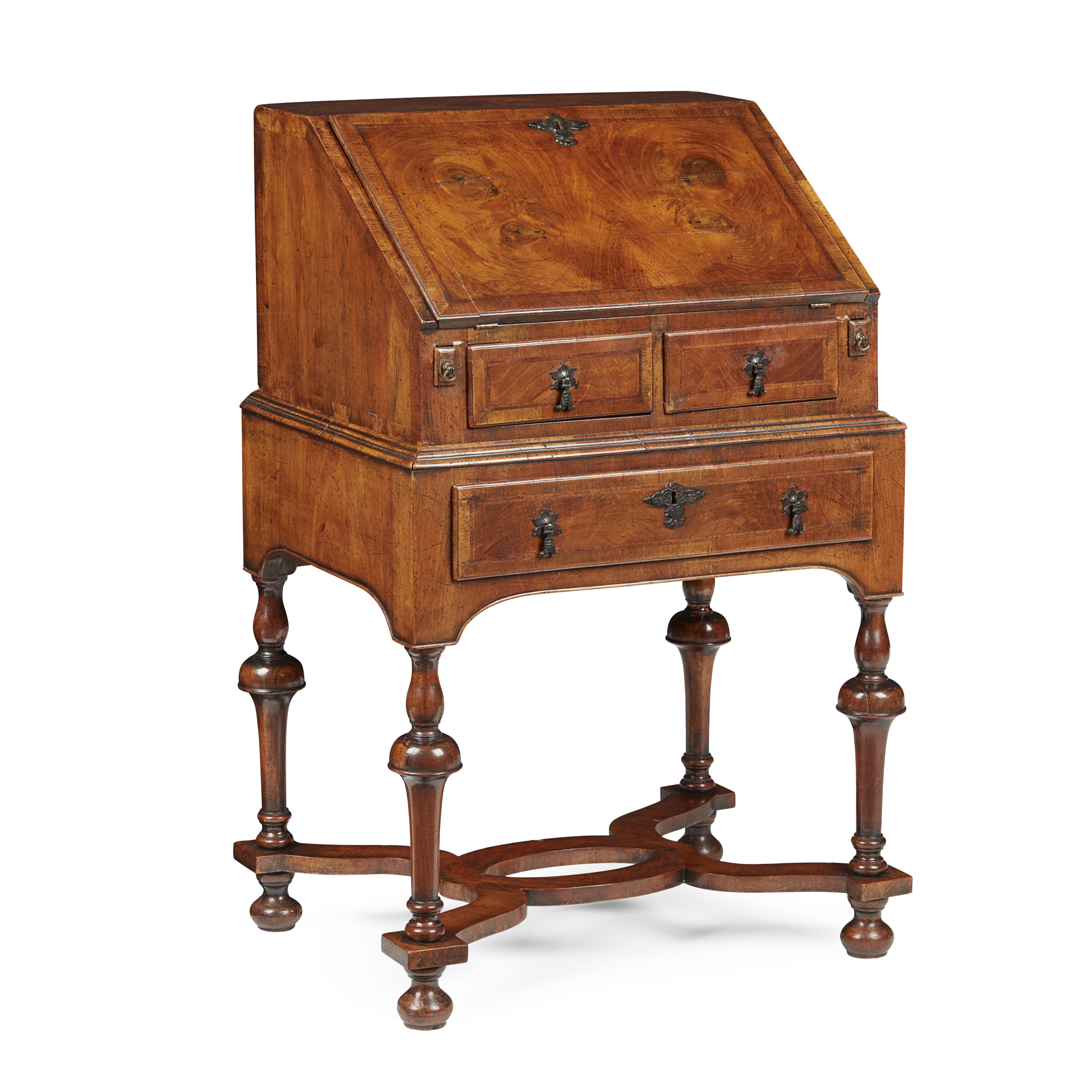 QUEEN ANNE WALNUT BUREAU-ON-STAND