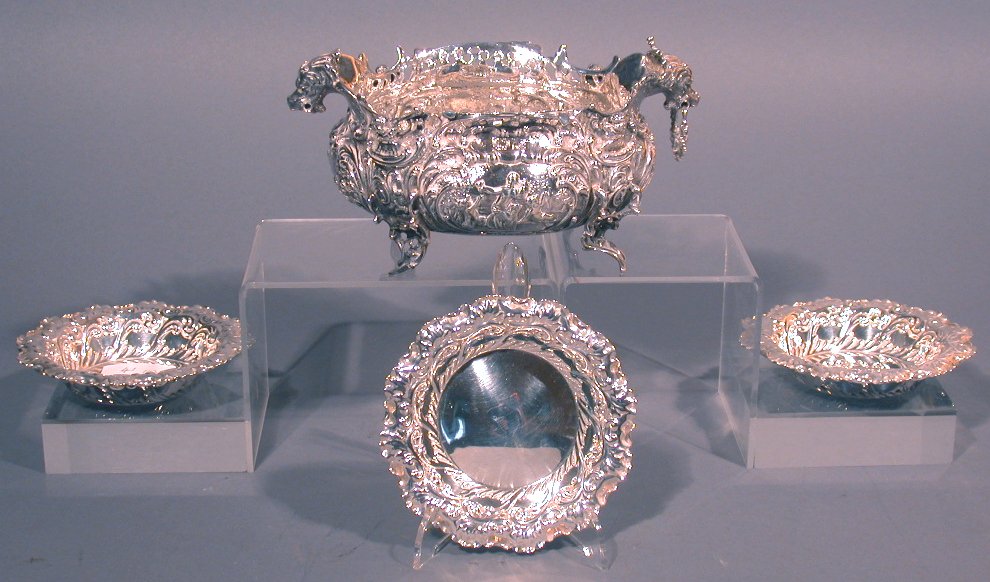A Russian silver oviform repoussé bowl