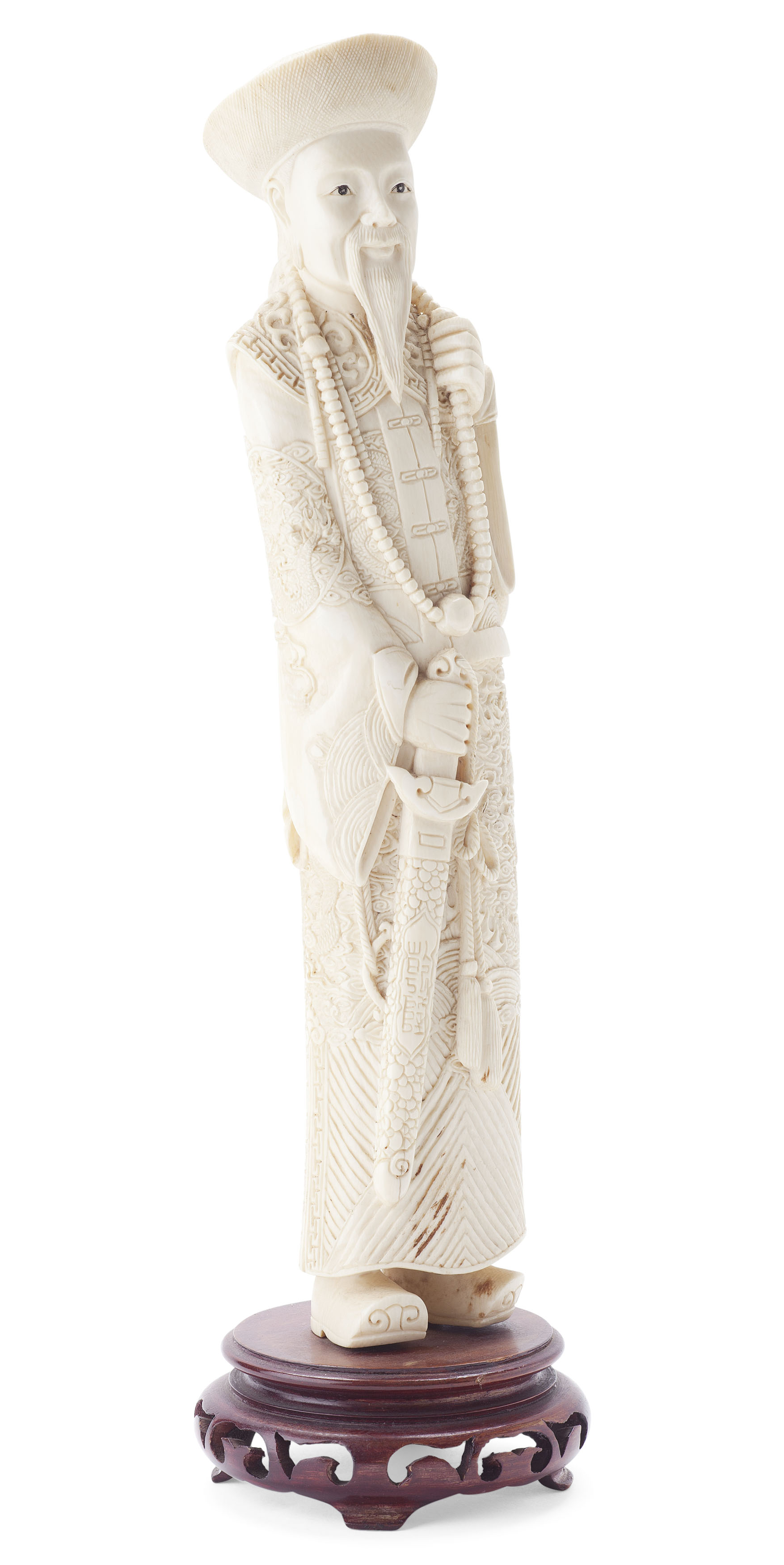 LARGE CHINESE CARVED IVORY FIGURE