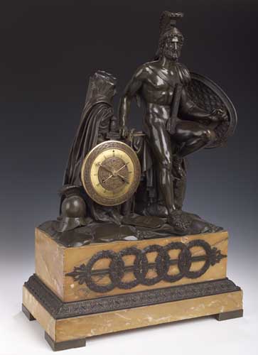 A 19th century bronze neo-Classical mantel clock