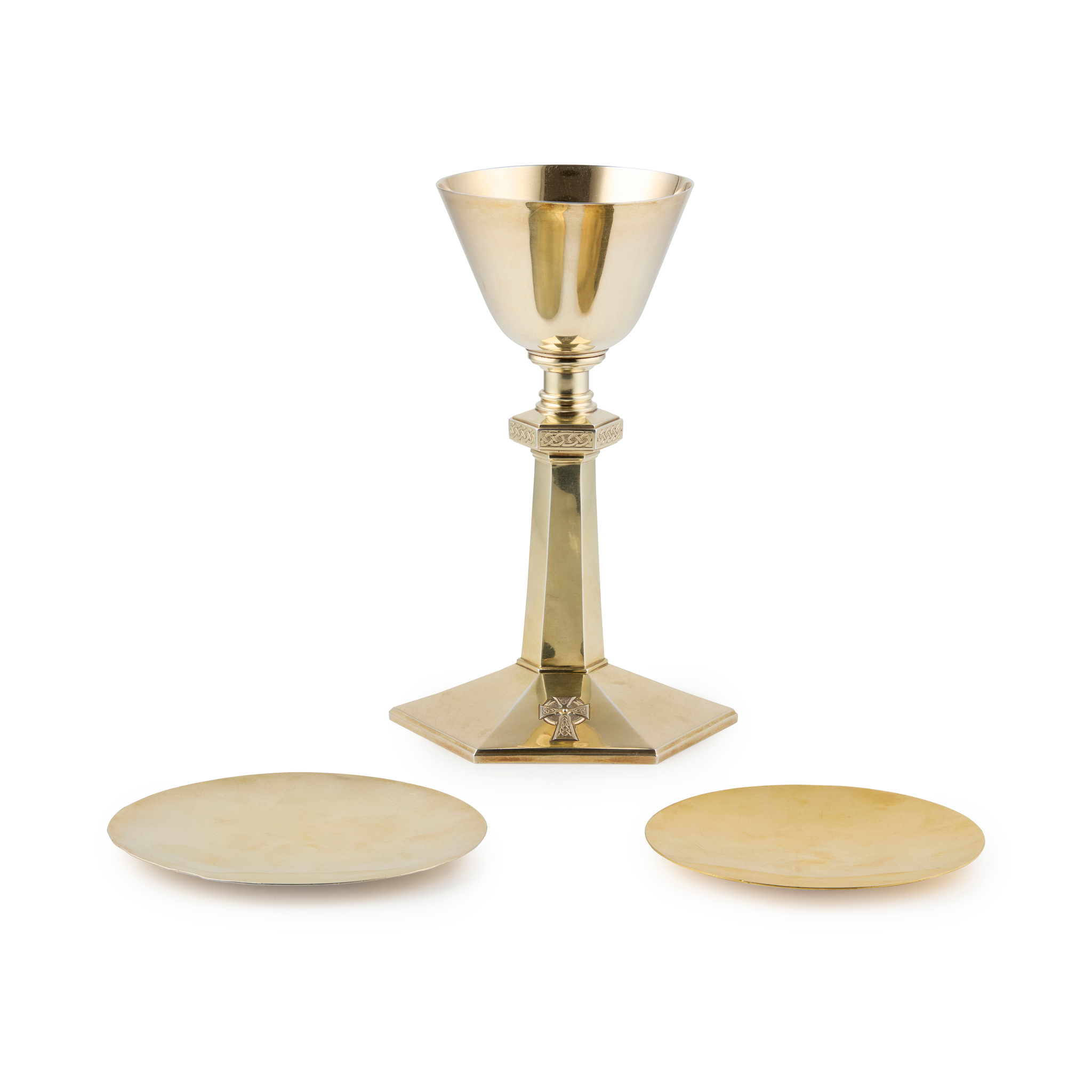 A 1950s COMMUNION CUP AND PATTEN