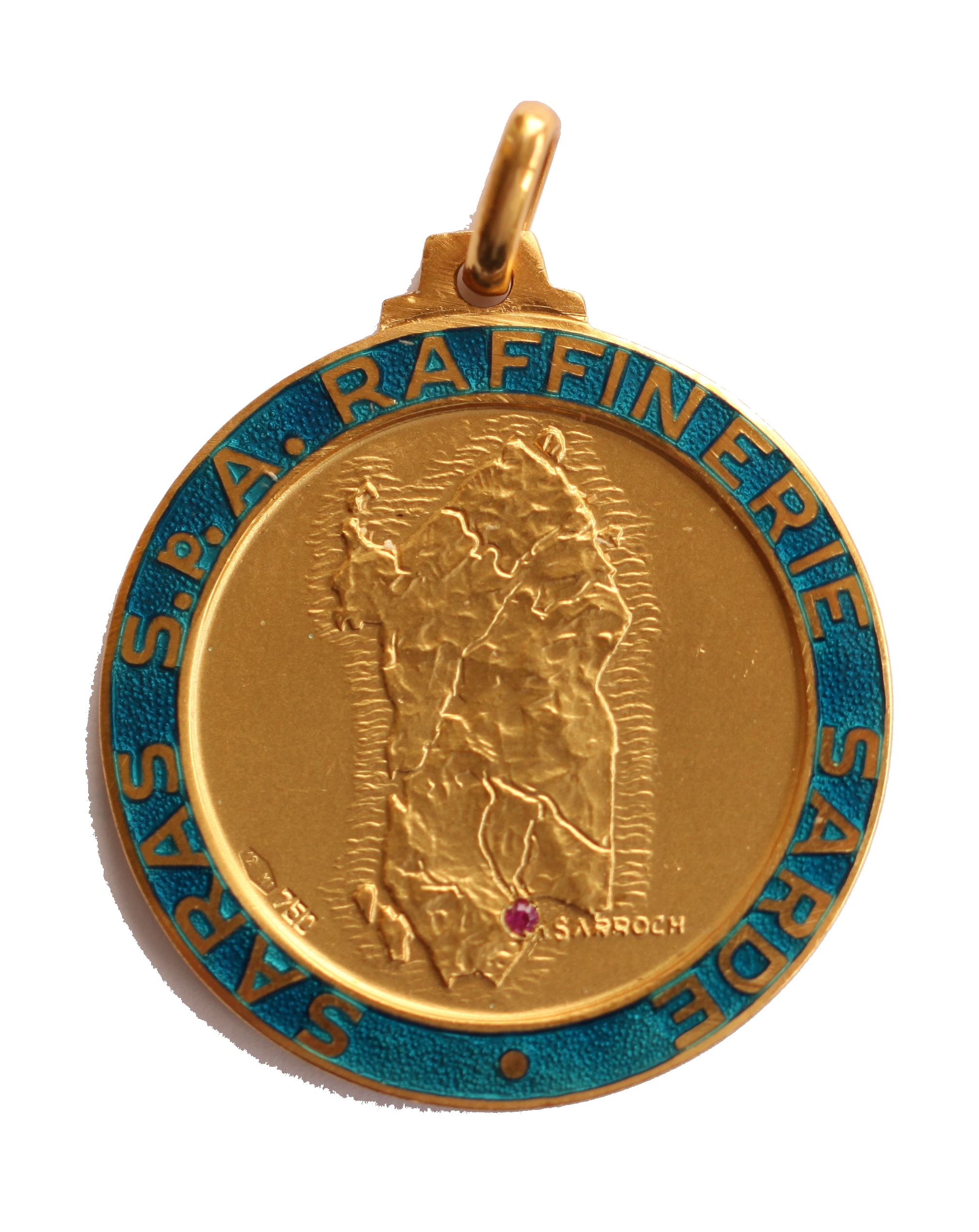 An 18ct gold and enamel medal