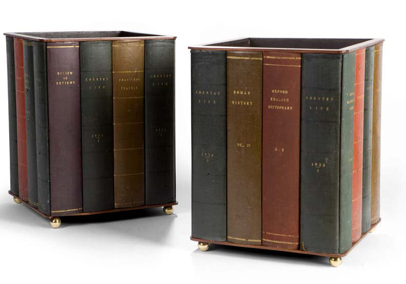 A pair of waste paper baskets