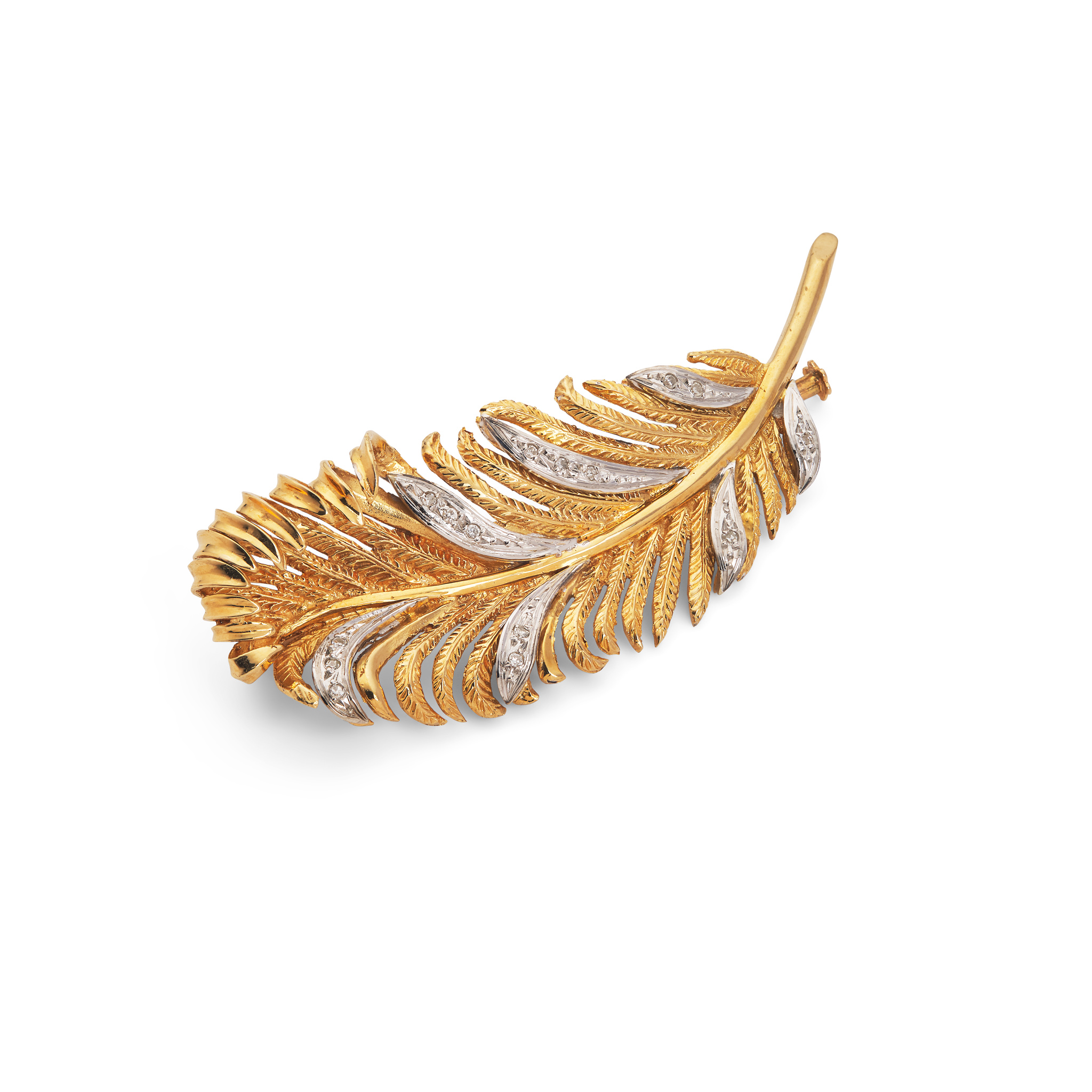 A French diamond feather brooch, 1950s