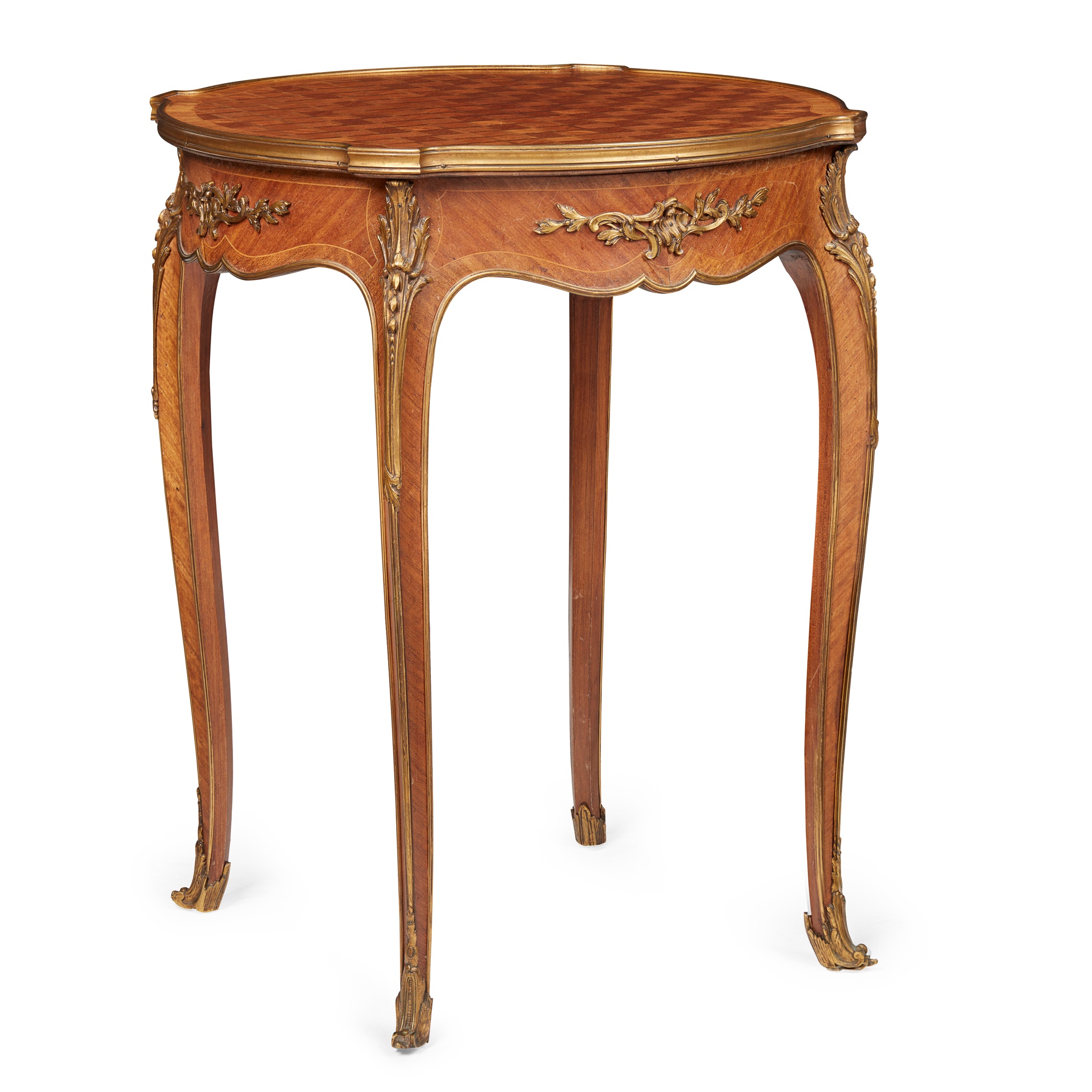 FRENCH KINGWOOD AND FRUITWOOD PARQUETRY TABLE