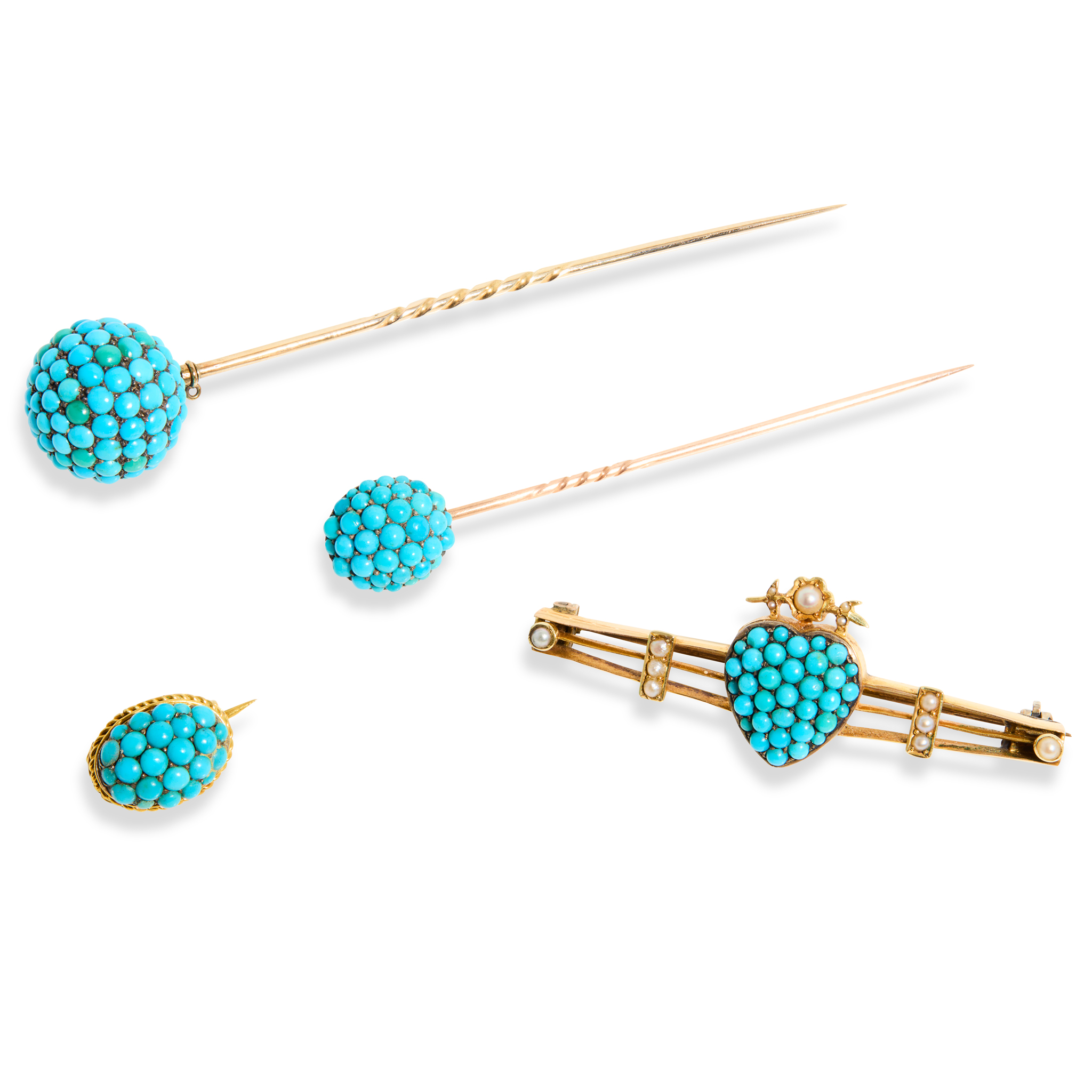 A collection of late Victorian turquoise jewellery