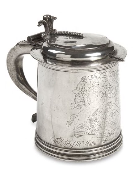 An Elkington electrotype armorial tankard,