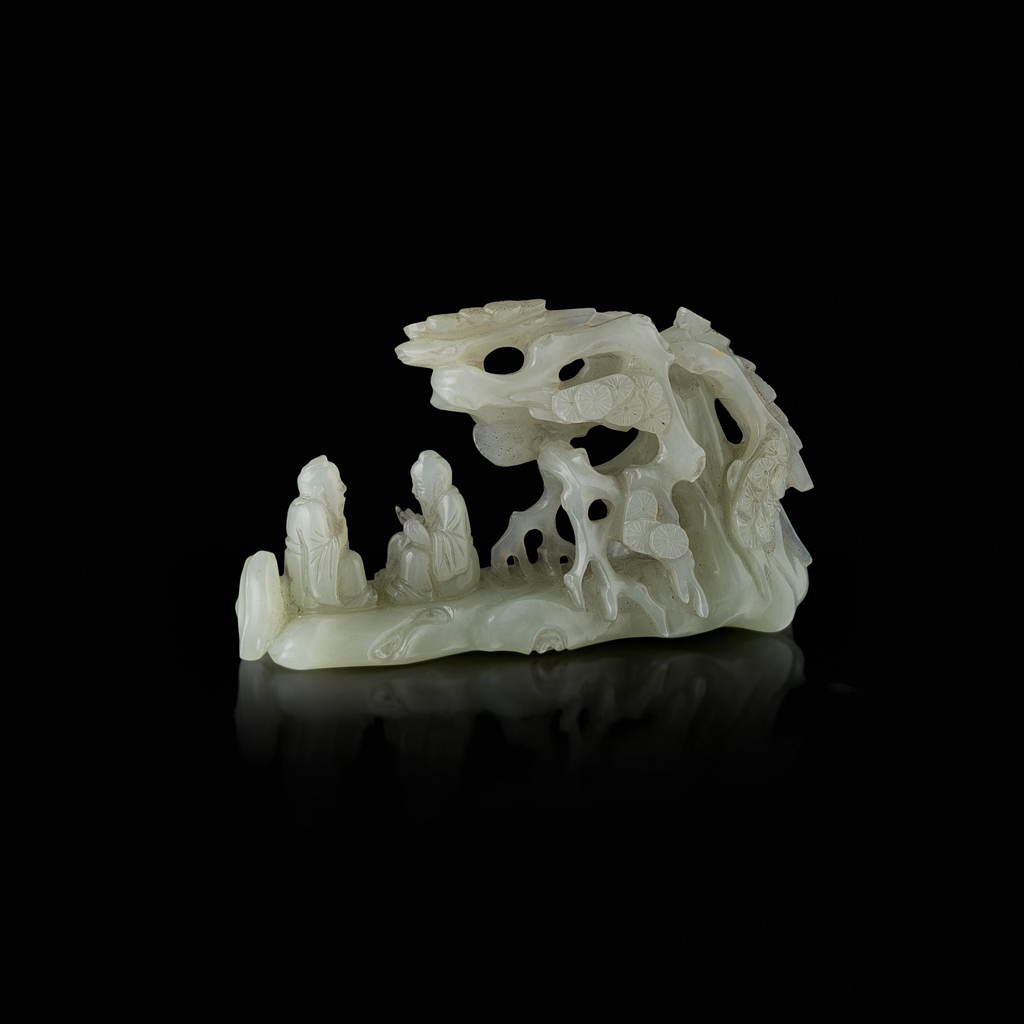 CARVED CELADON JADE BRUSH REST