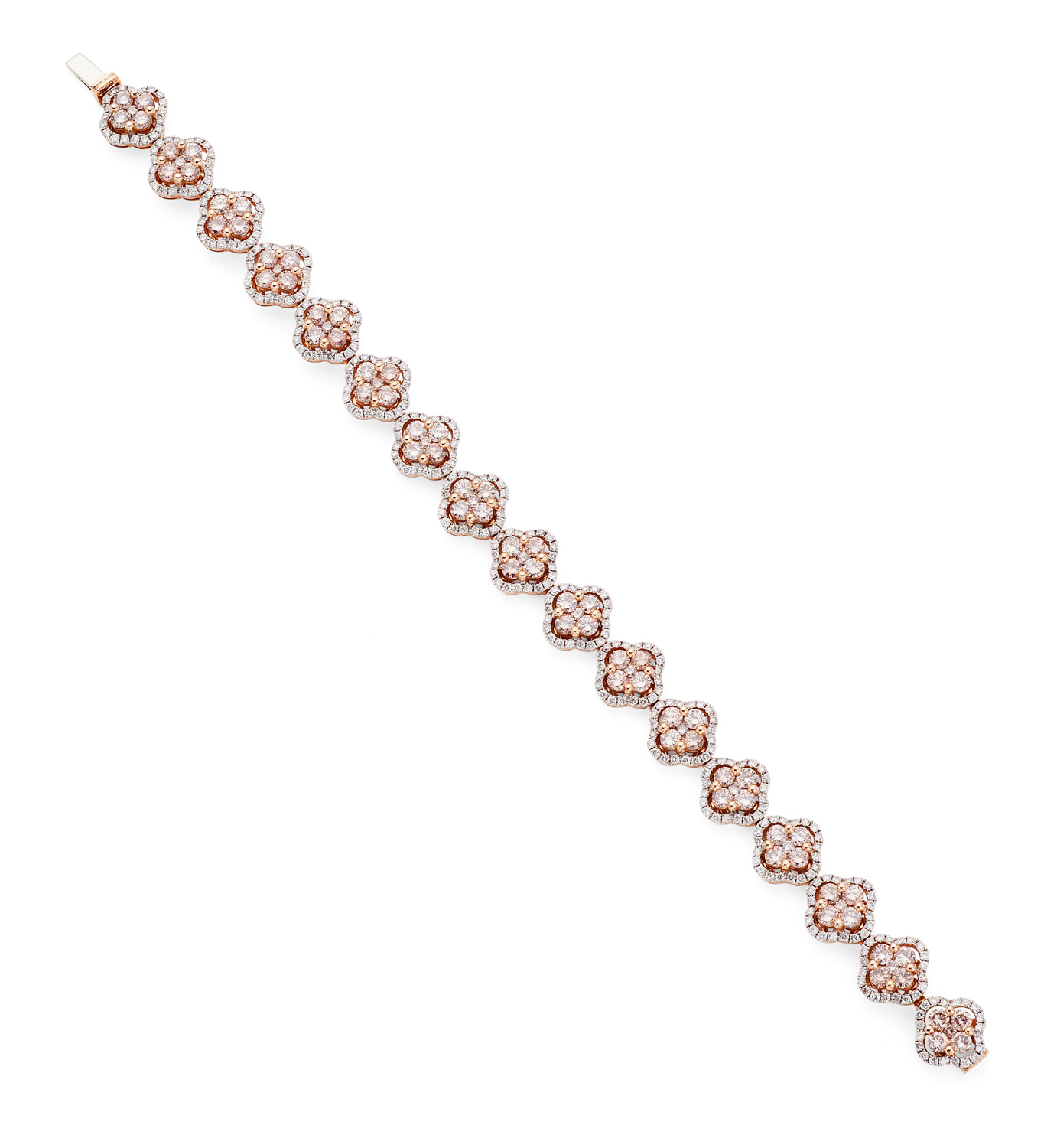 A pink and colourless diamond set bracelet