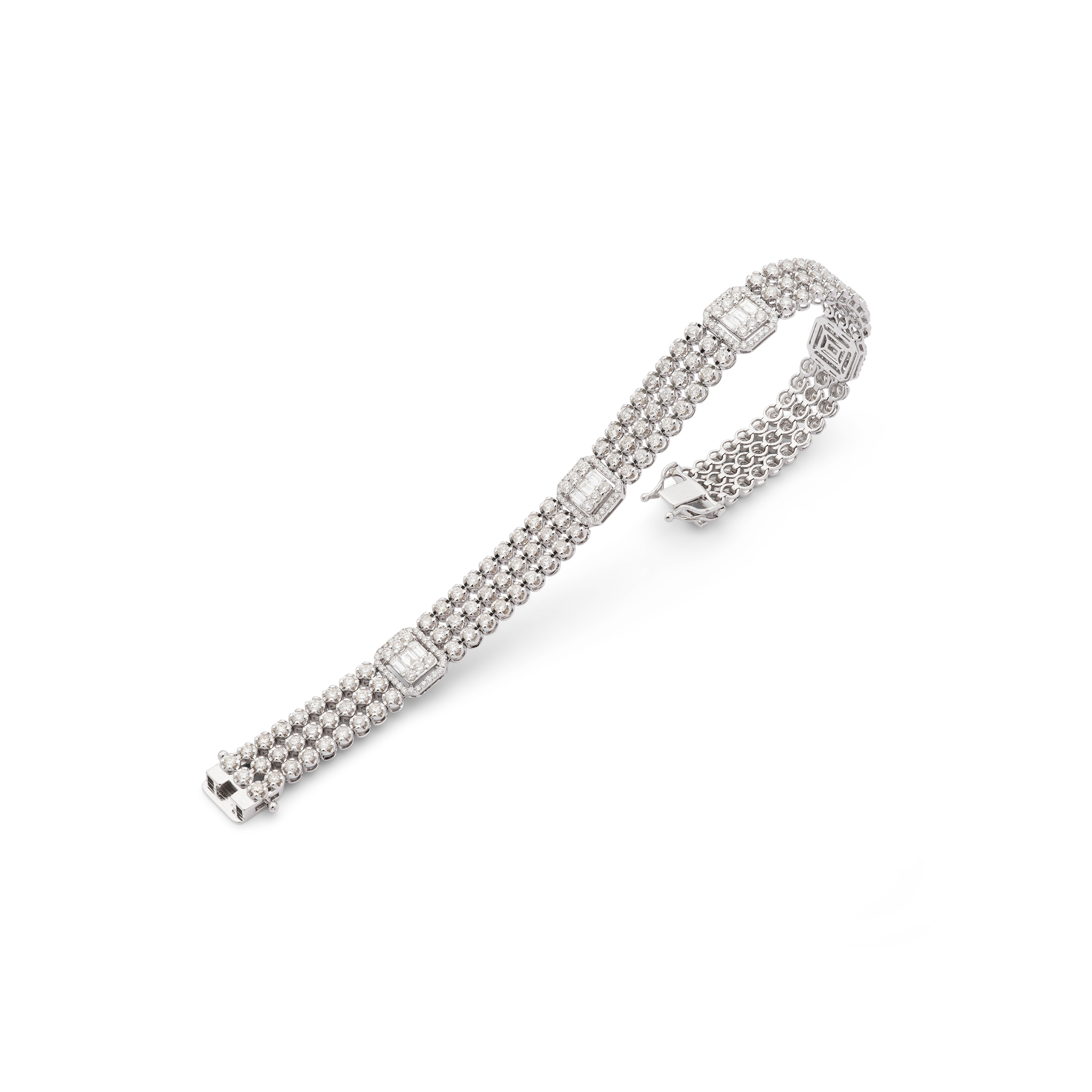 A triple-row diamond bracelet