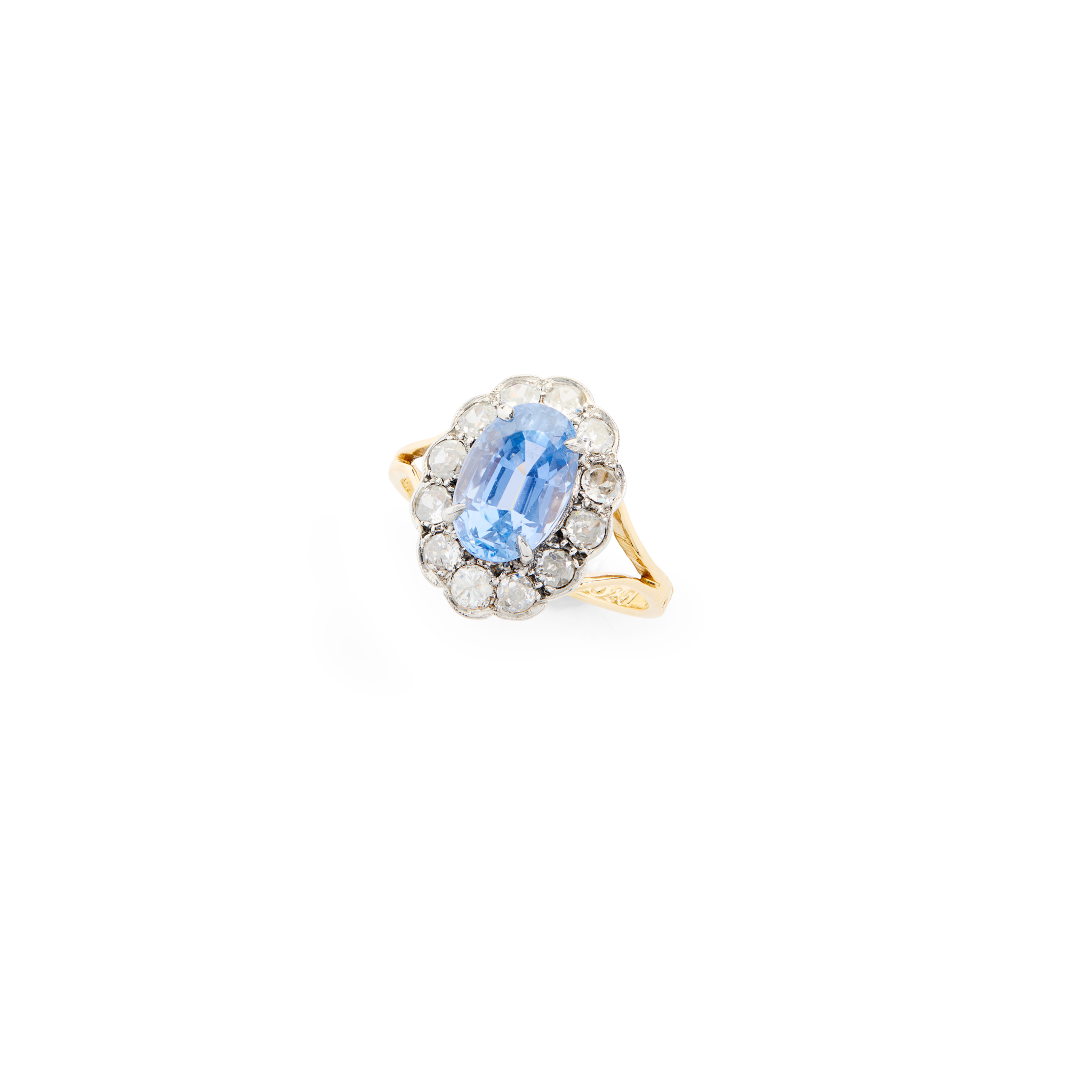A sapphire and diamond cluster ring