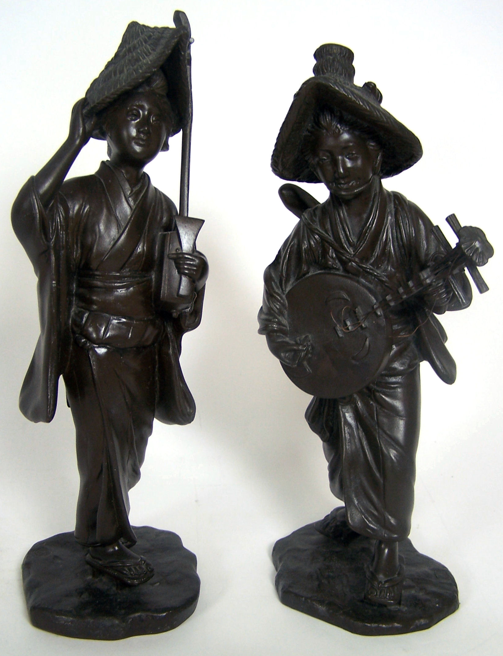 A pair of 20th century Japanese bronze figures
