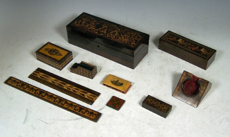 A Tunbridge ware pin box by T Barton,