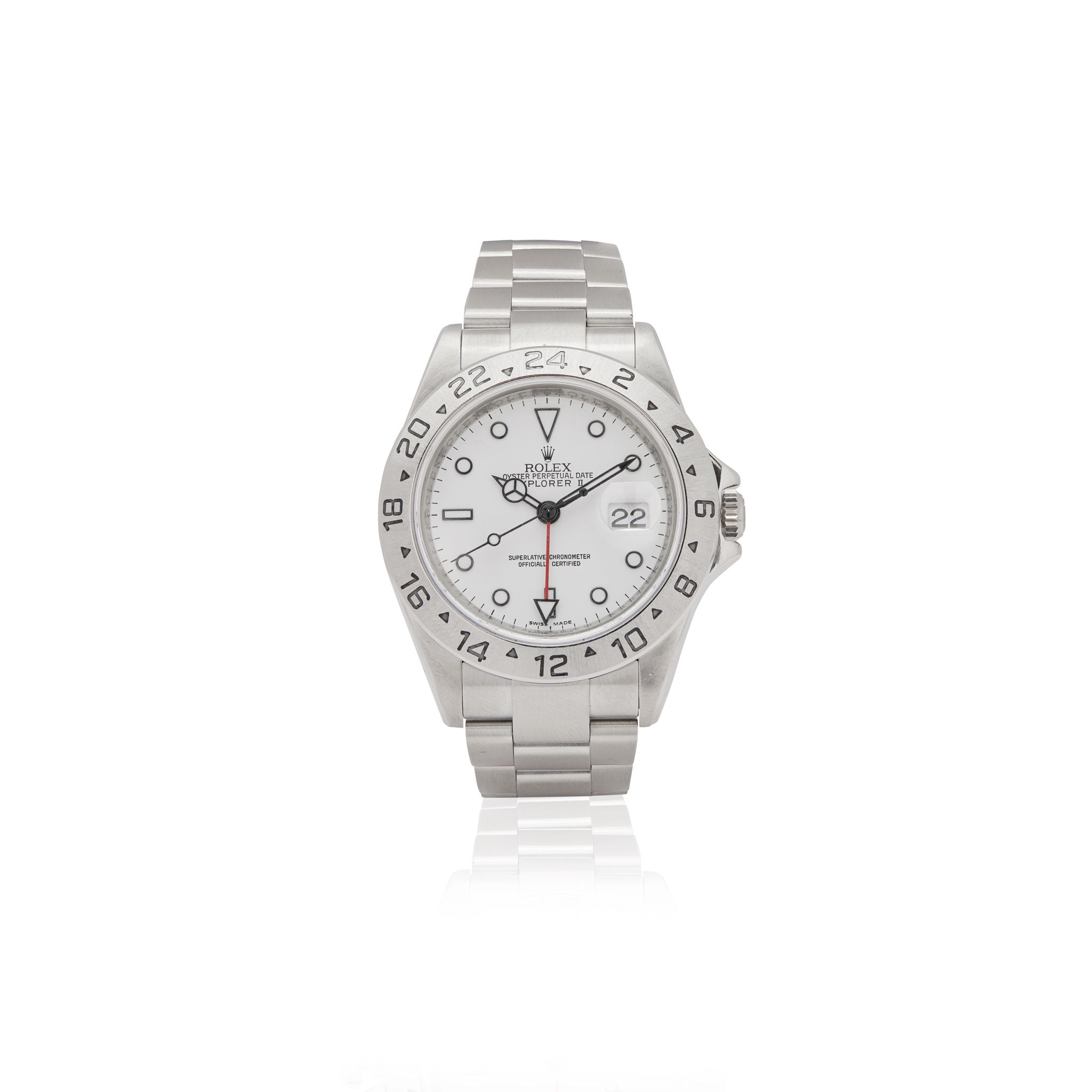 Rolex. A stainless steel automatic wristwatch with 24hr hand