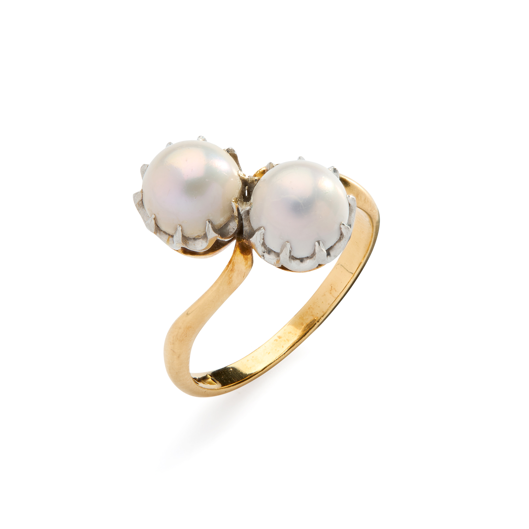 A SCOTTISH FRESHWATER PEARL 'MOI ET TOI' RING