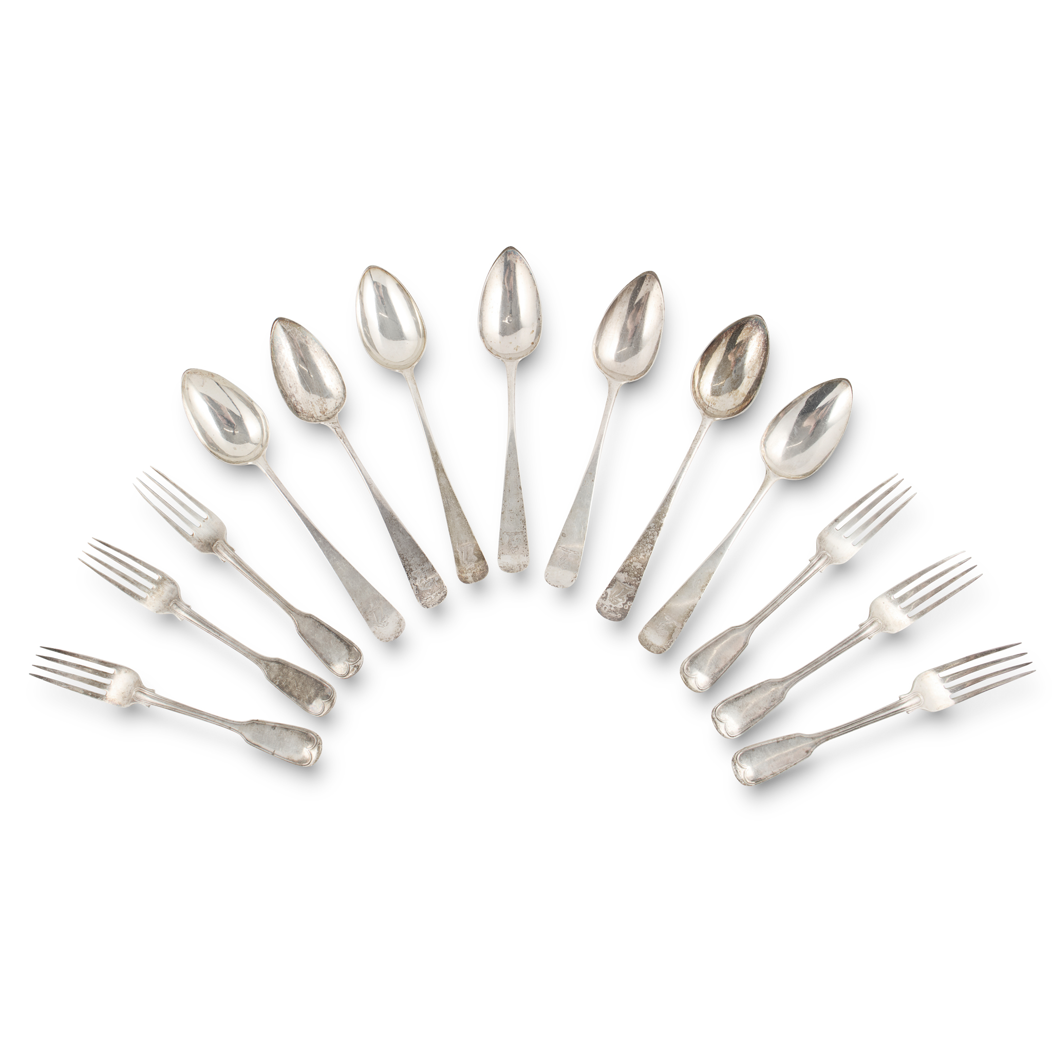 A MATCHED SET OF SEVEN GEORGE III TABLESPOONS