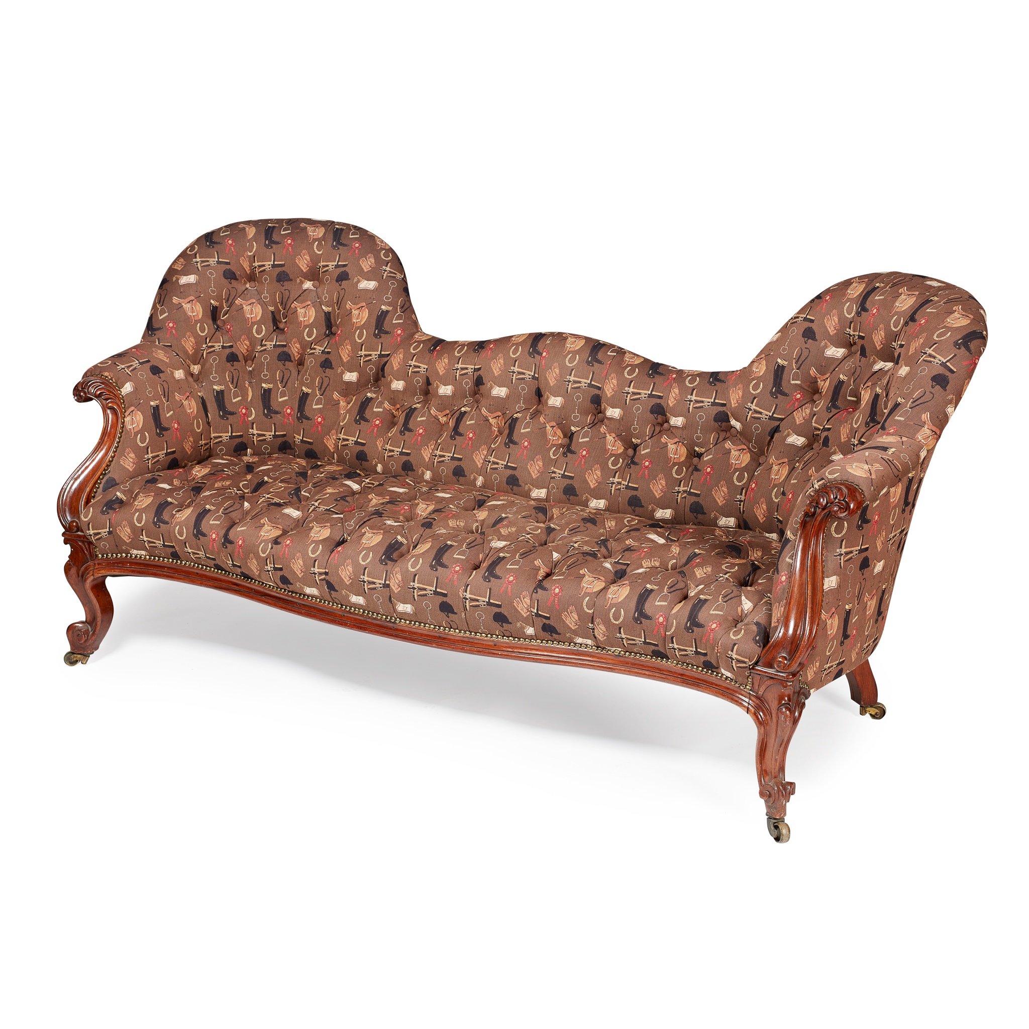 VICTORIAN MAHOGANY DOUBLE-CHAIR BACK SOFA