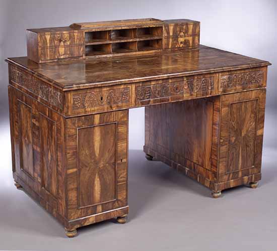 A 19th century Jerusalem olivewood pedestal desk