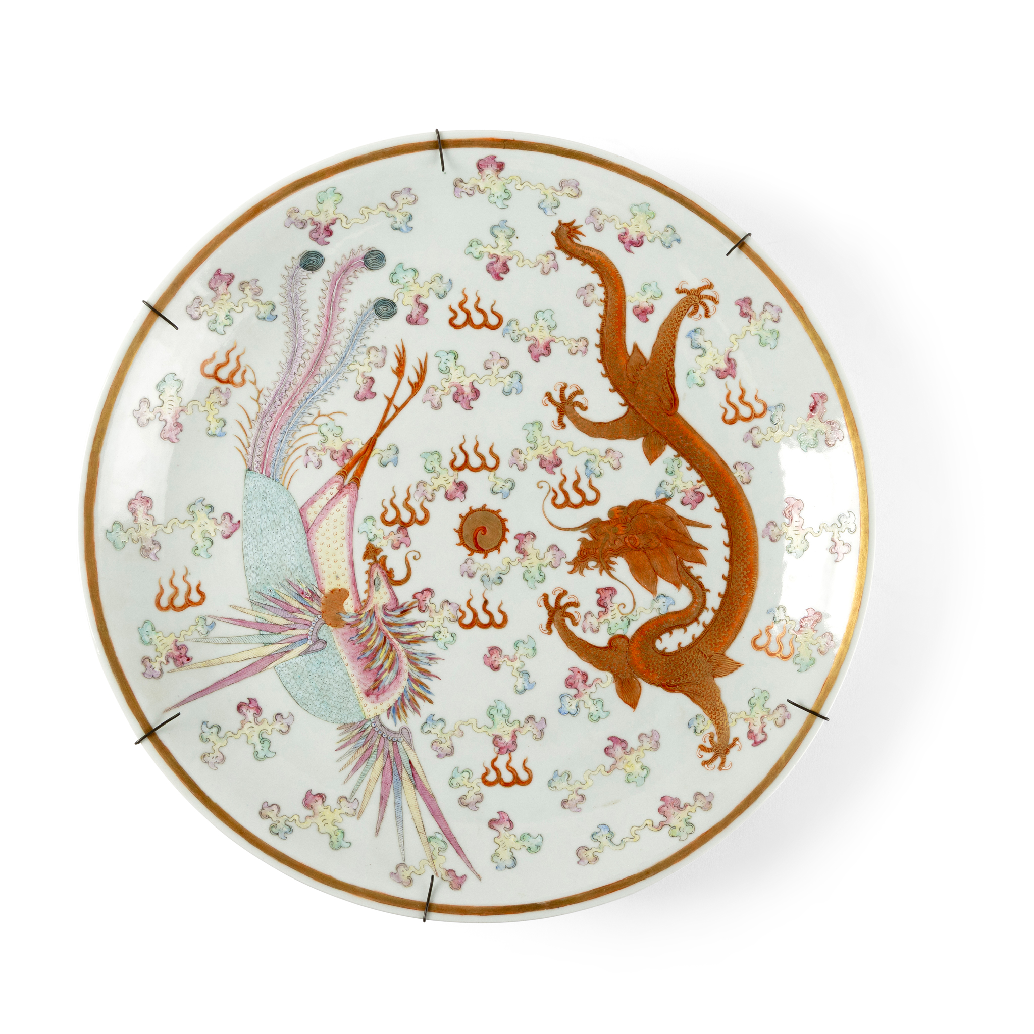 CHINESE FAMILLE ROSE 'DRAGON AND PHEONIX' CHARGER