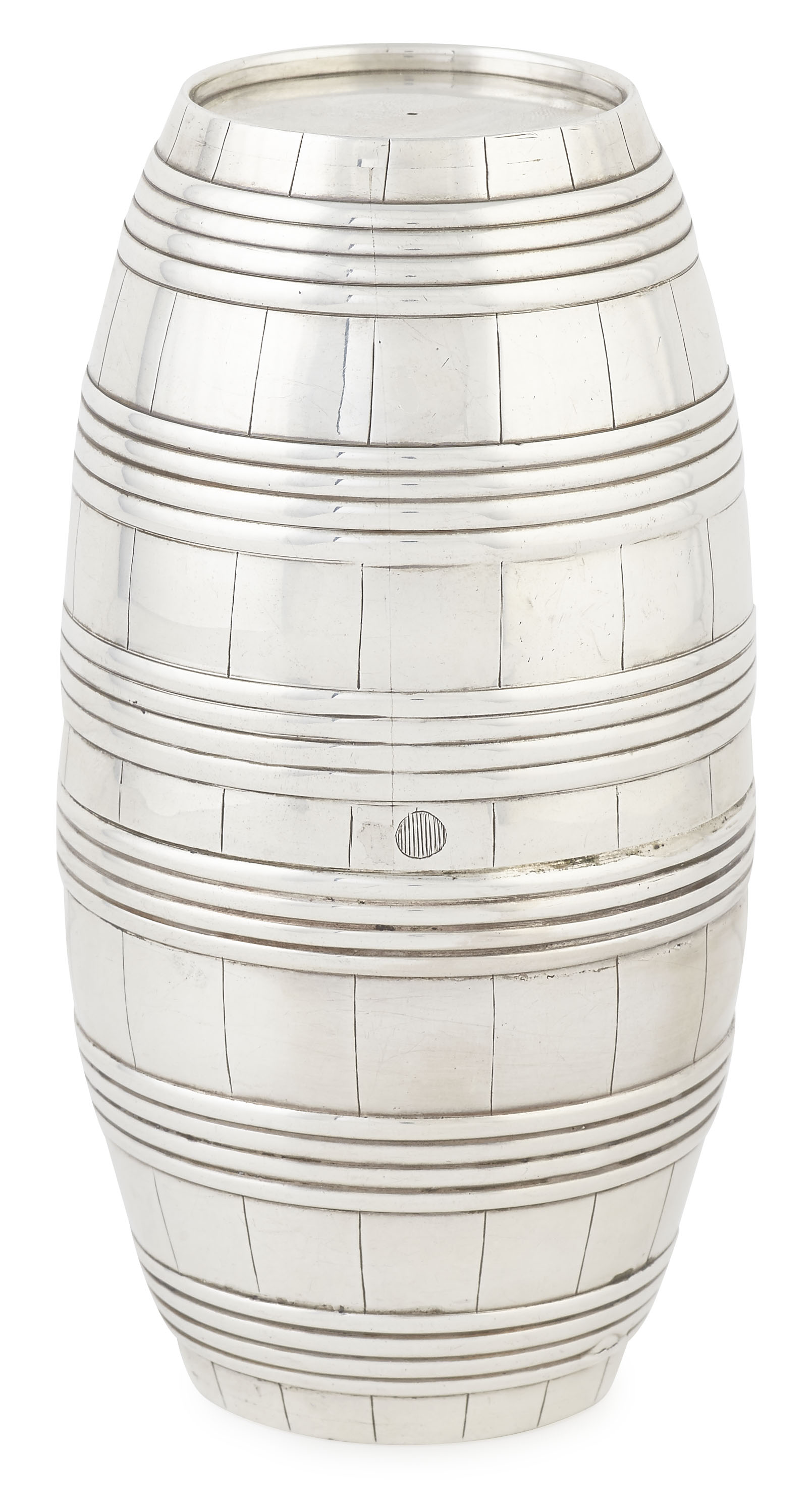 An unusual George III 'barrel' form double beaker