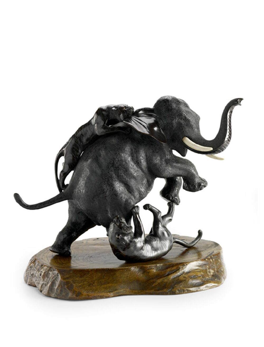 A Japanese bronze figure of an elephant, Meiji period