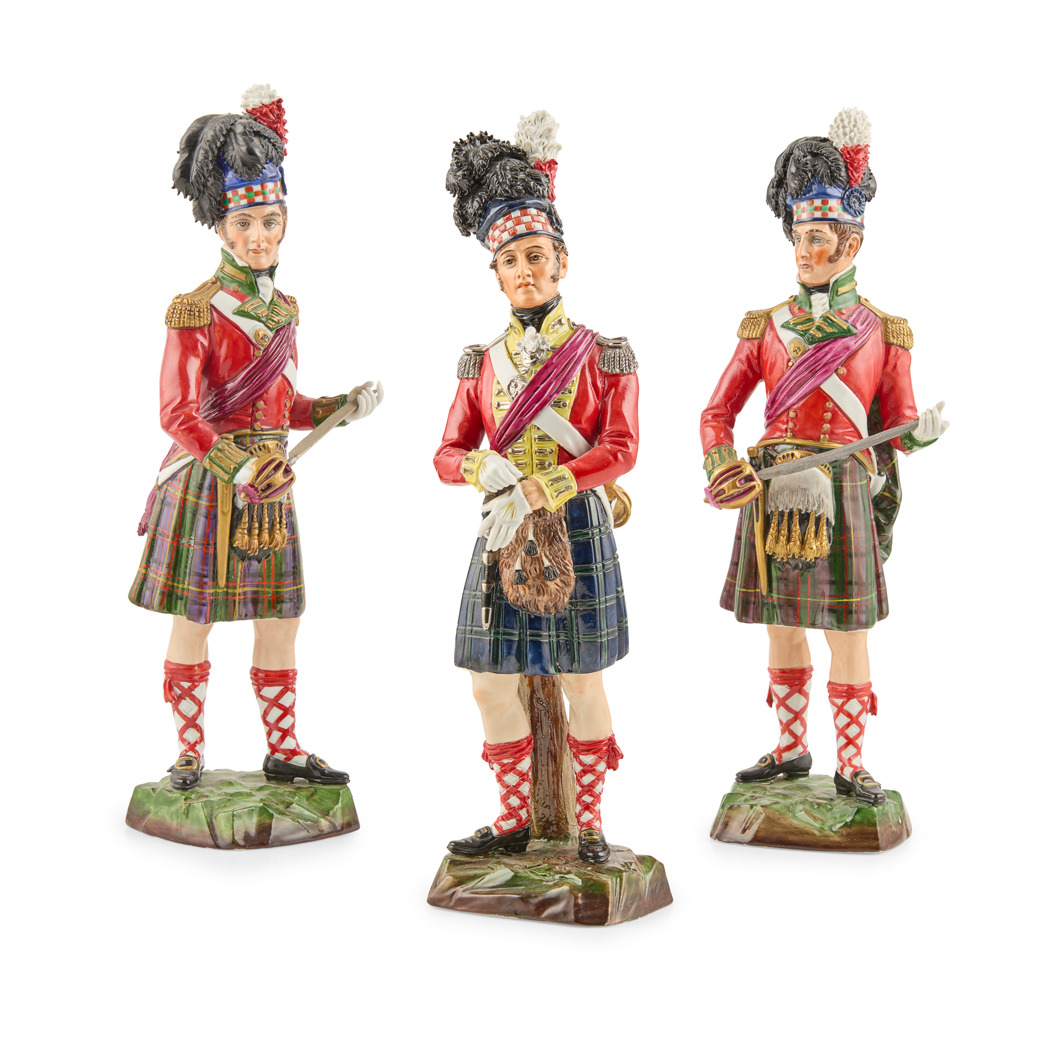 THREE SITZENDORF PORCELAIN FIGURES OF HIGHLANDERS