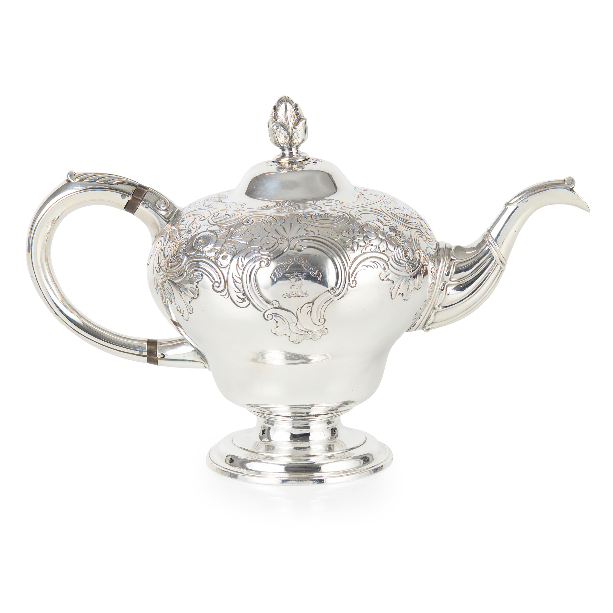 A GEORGE II INVERTED PEAR TEAPOT