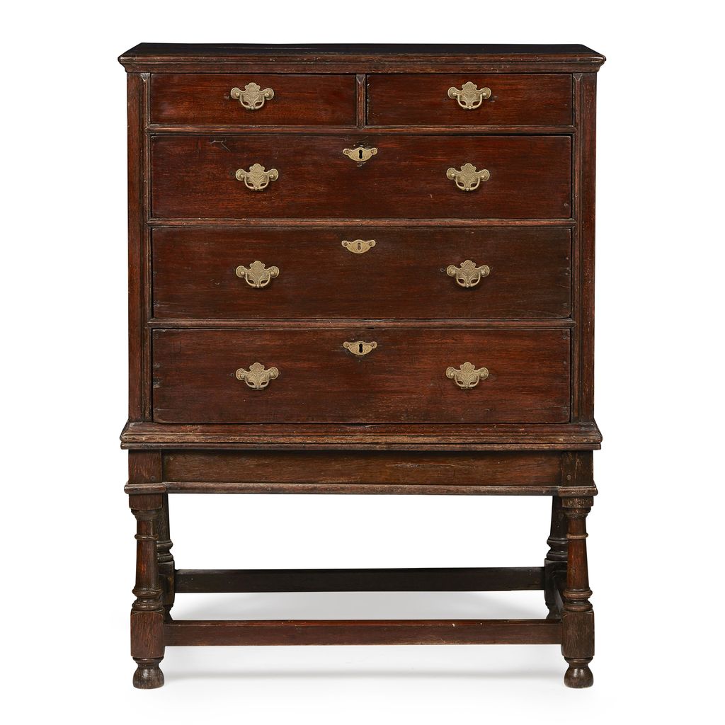 GEORGE II OAK CHEST ON STAND