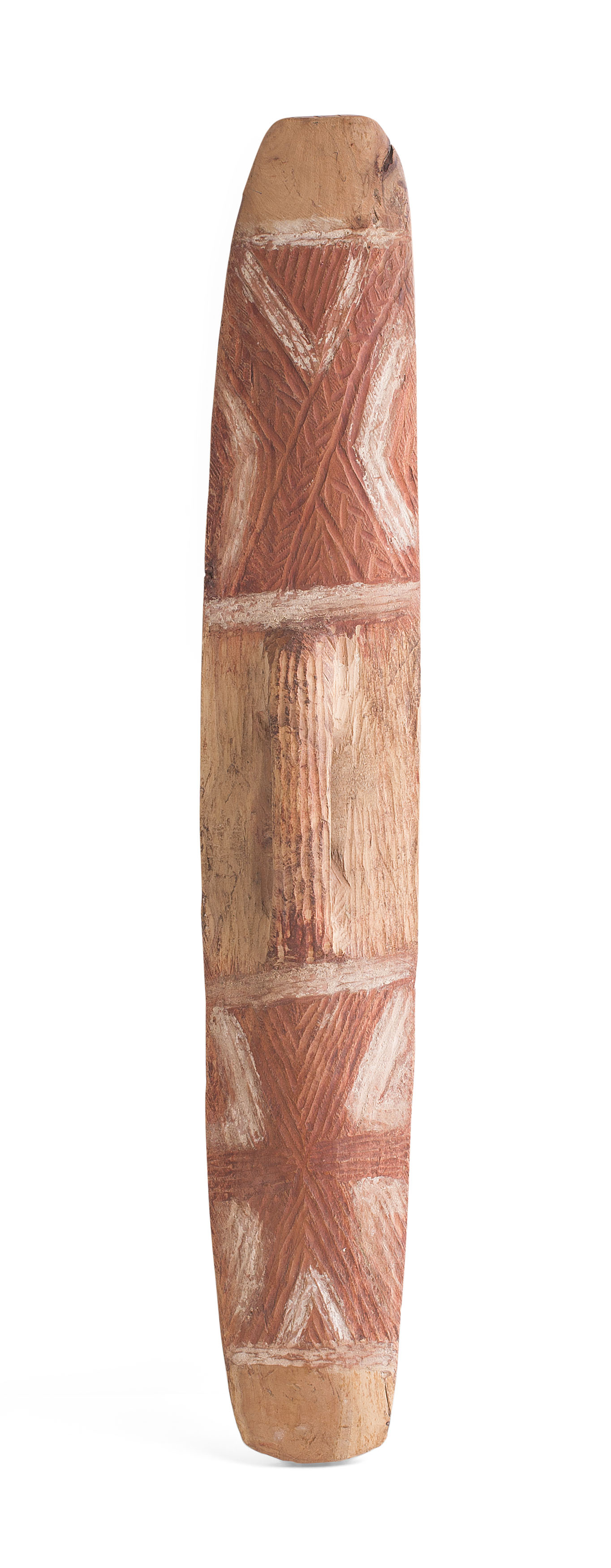 ABORIGINAL PAINTED WOOD HAND-HELD SHIELD