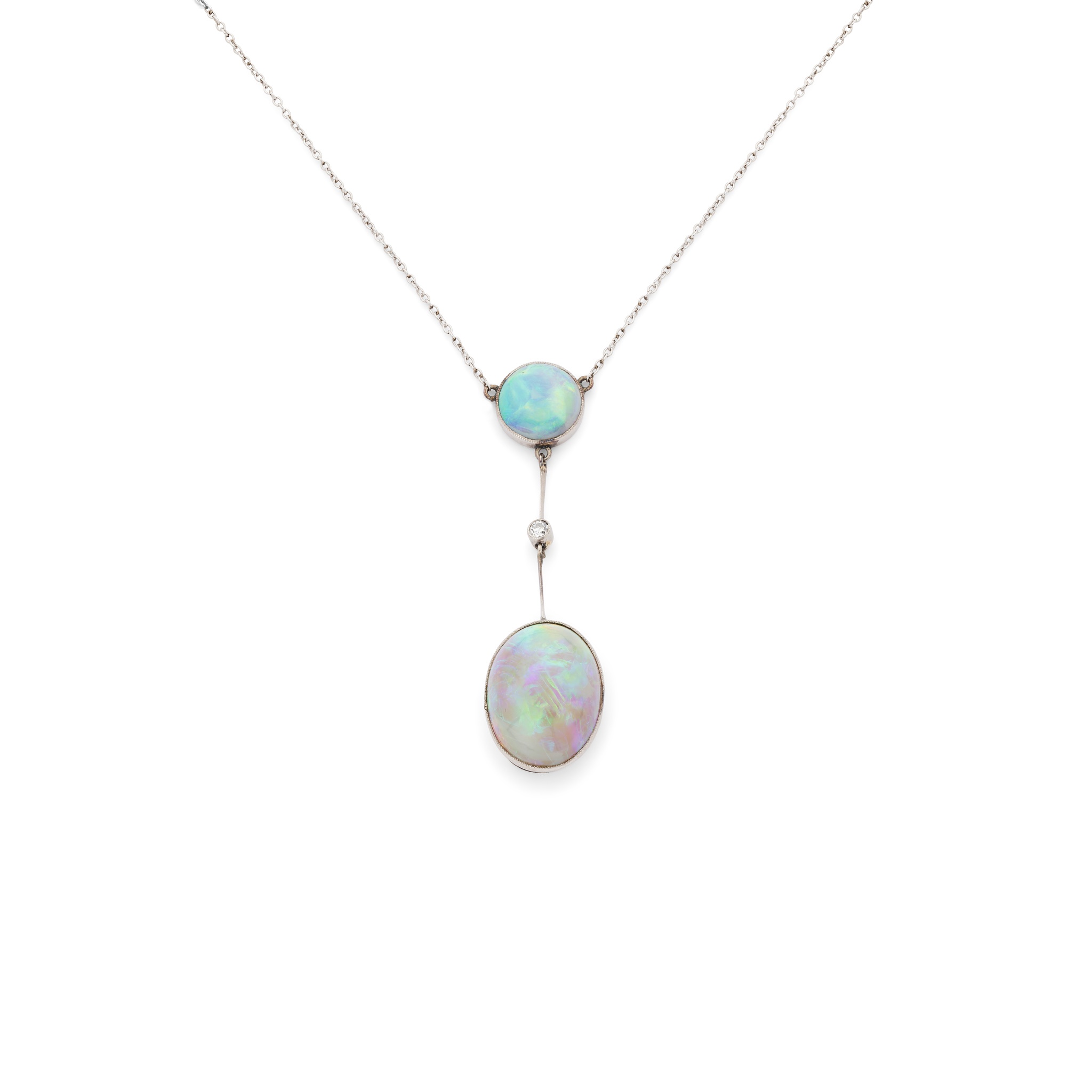 An opal and diamond pendant necklace