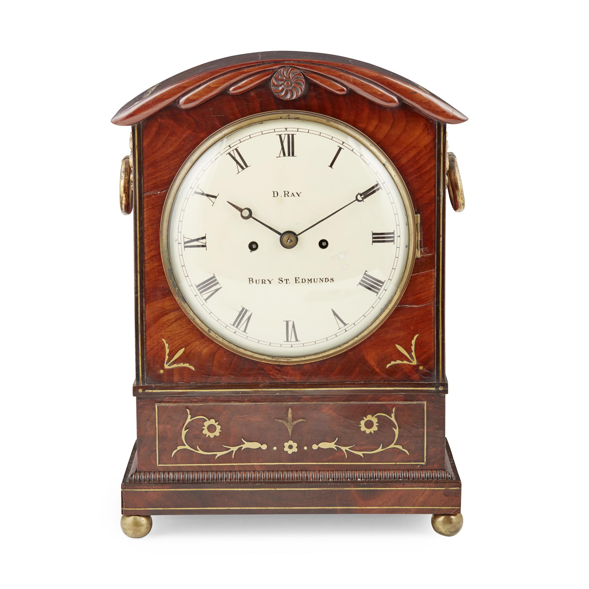 REGENCY MAHOGANY AND BRASS INLAID BRACKET CLOCK, DAVID RAY, BURY ST EDMUNDS