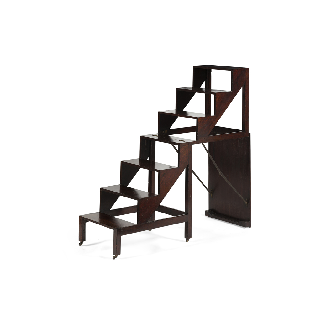 LATE GEORGIAN MAHOGANY METAMORPHIC TABLE/ LIBRARY STEPS