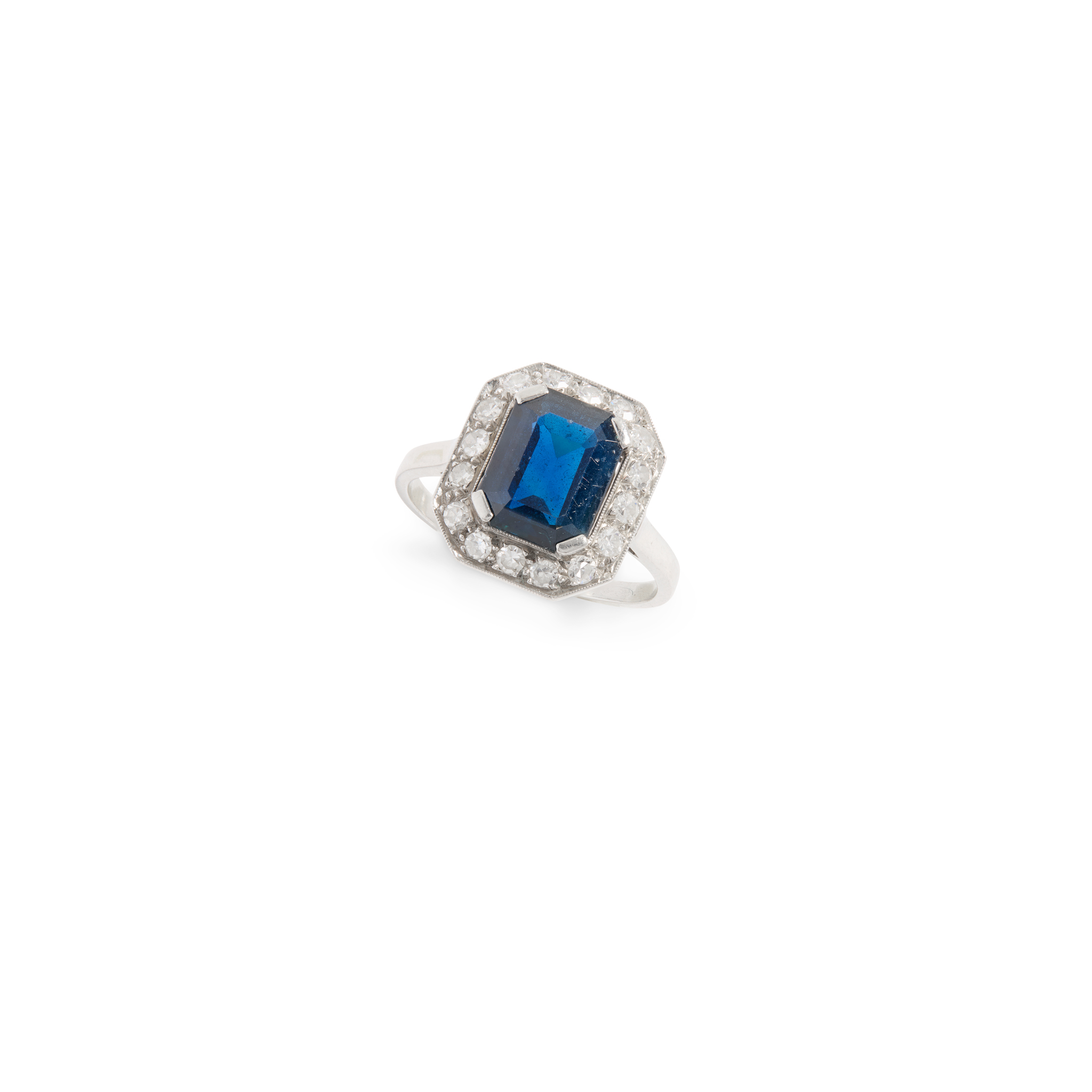 A sapphire and diamond cluster ring