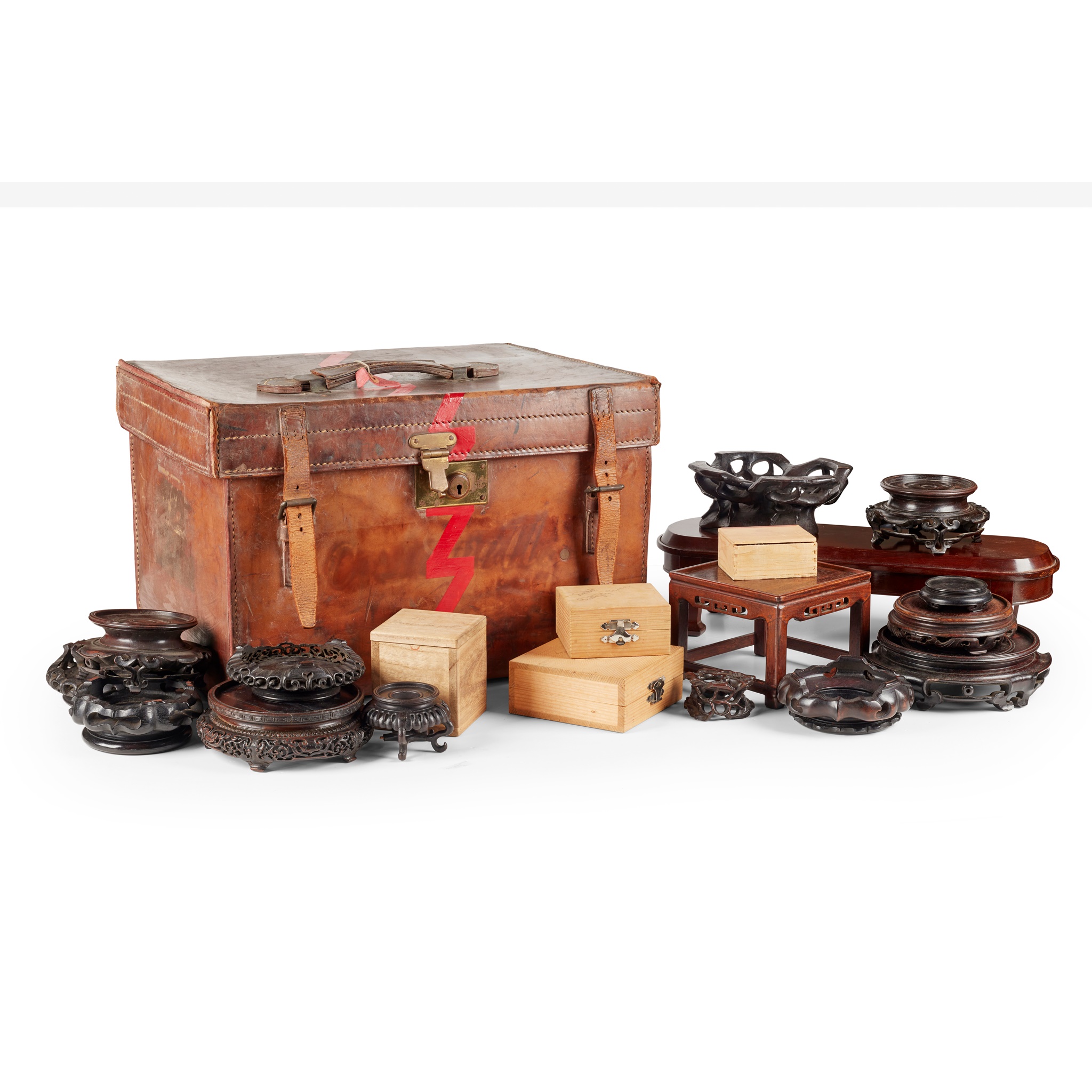 GROUP OF WOODEN STANDS