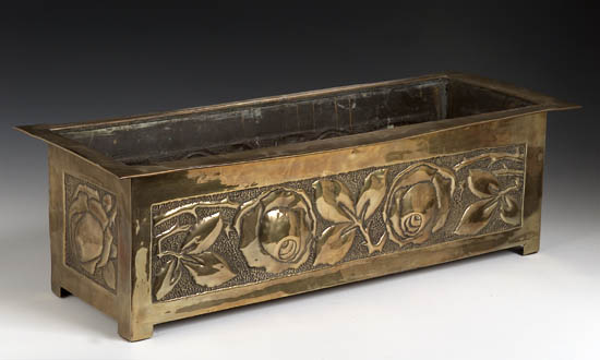 A Scottish School Arts and Crafts brass jardiniere