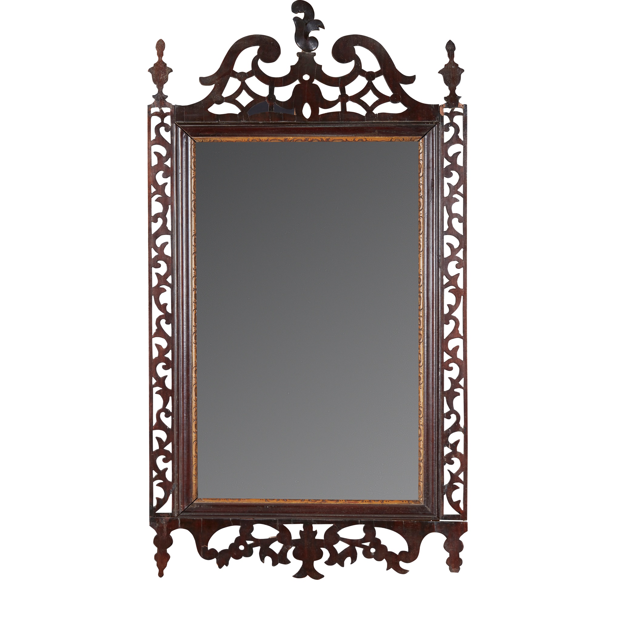 SCOTTISH GEORGE II MAHOGANY FRETWORK MIRROR